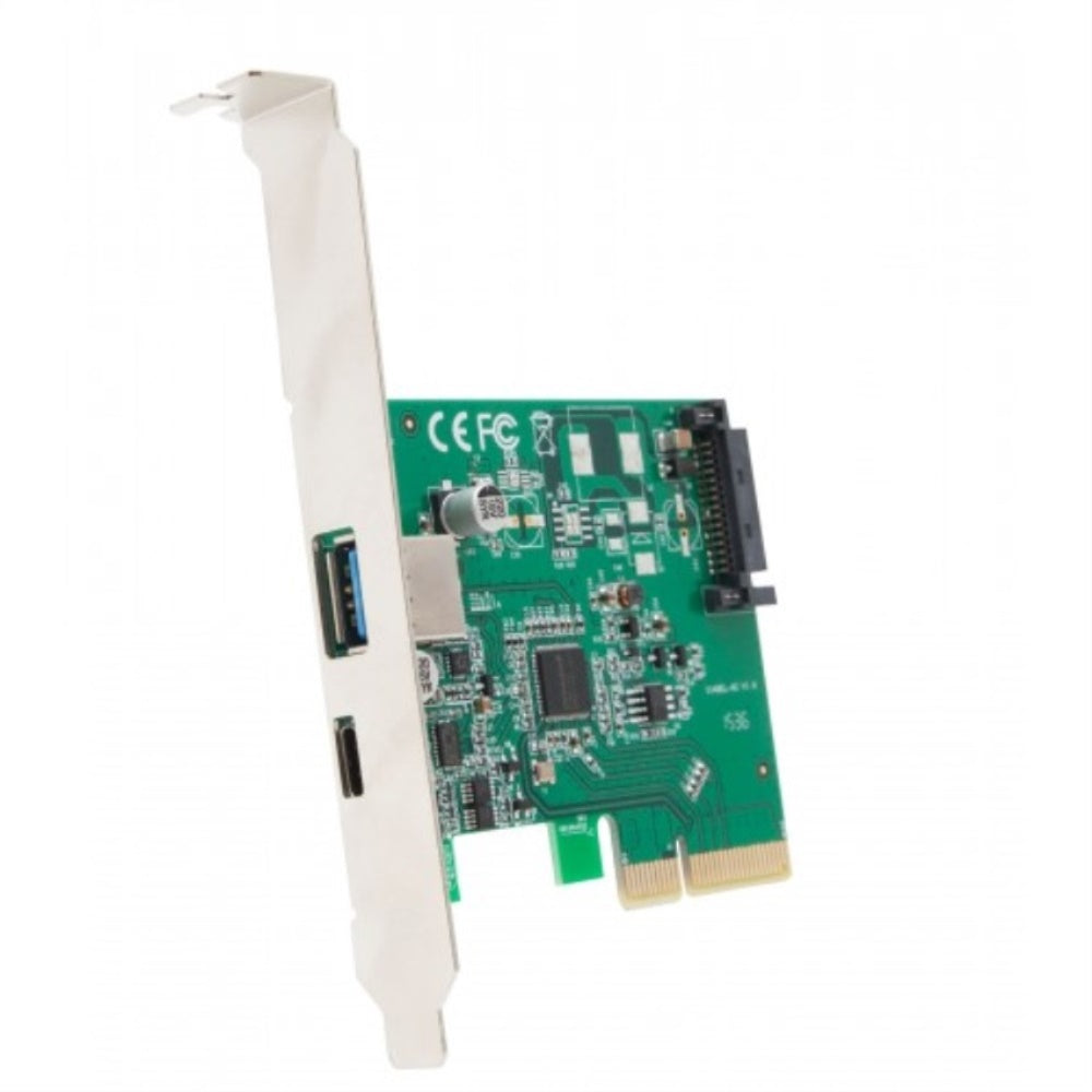 PCI-Express 2.0 x2, 2-Port USB 3.1 (1x Type-A / 1x Type-C) Card, ASMedia 1142A Chipset, with Low Profile Bracket