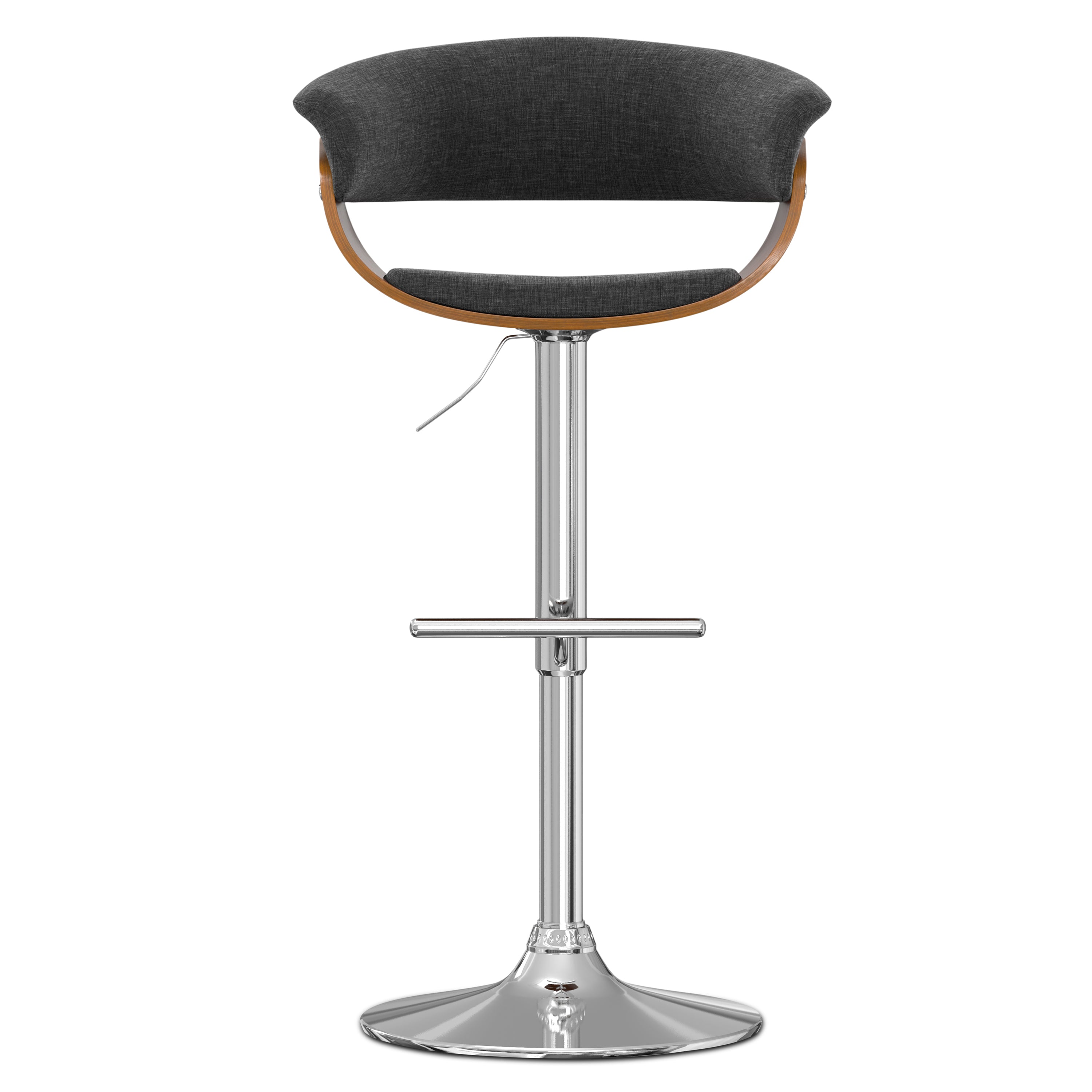 Sheldon Adjustable Swivel Bar Stool In Charcoal Grey Linen Look Fabric