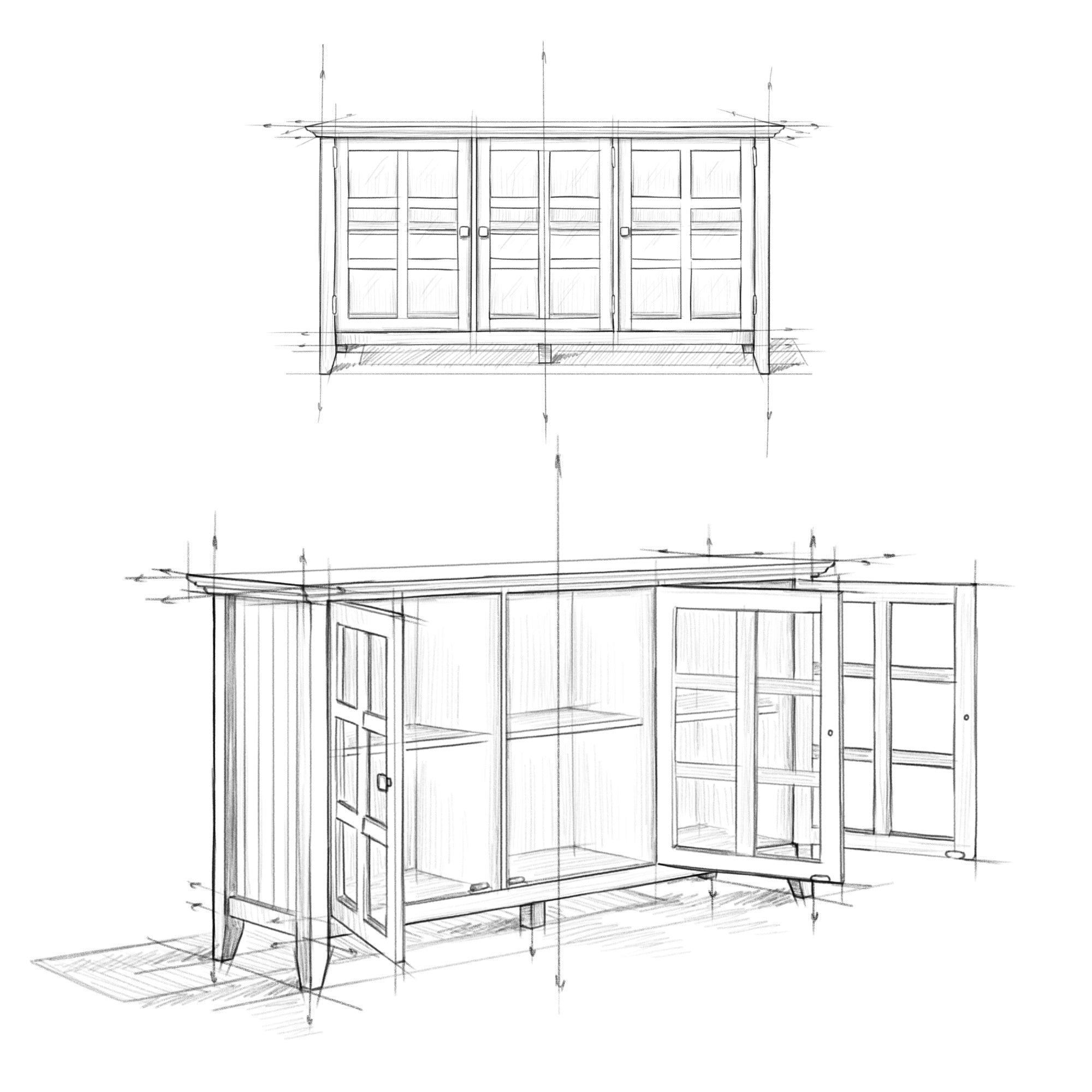 Acadian Solid Wood 62 Inch Wide Transitional Wide Storage Cabinet In Distressed Grey