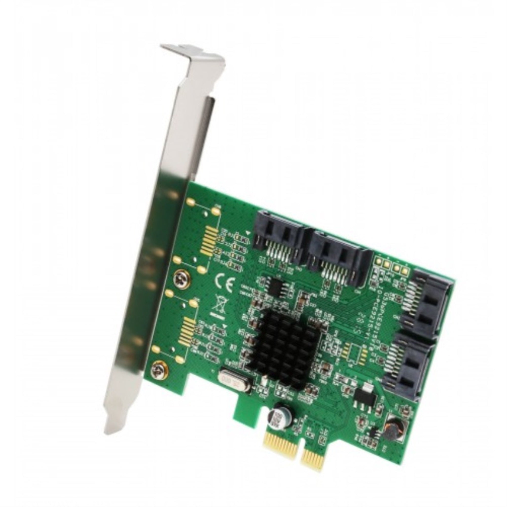 PCIe x1 Interface Version 1.0, 4-Port Internal SATA 6Gbps Controller Card, Non-Raid, Marvell 88SE9215 Chipset, with Low Profile Bracket