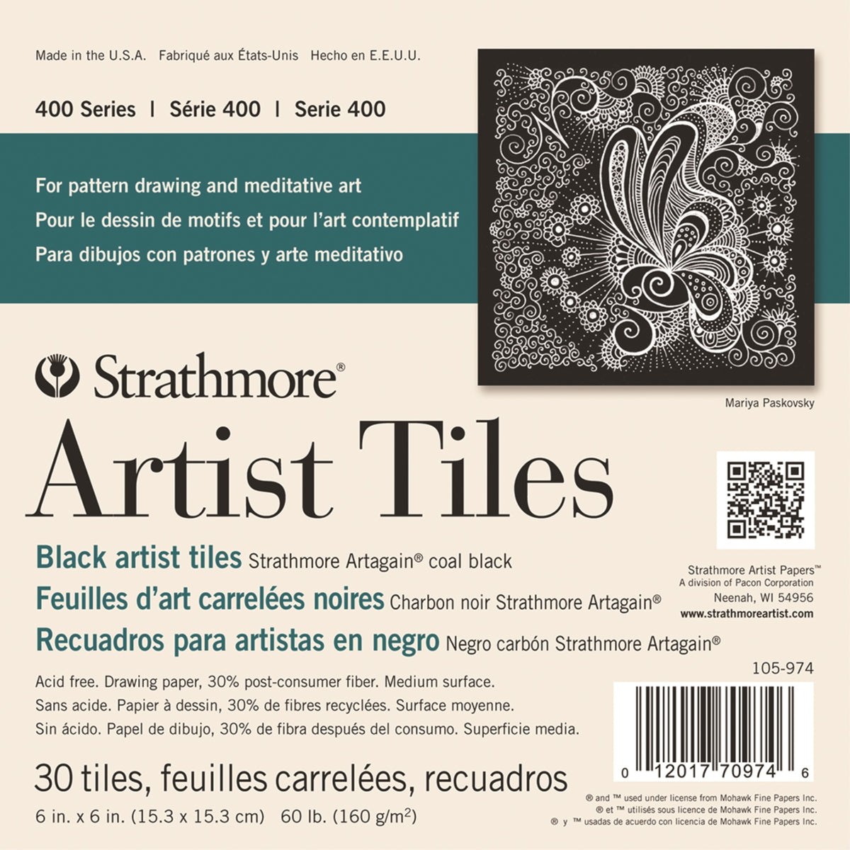Pstl 400 Artgn Tile Blk 6X6Pad