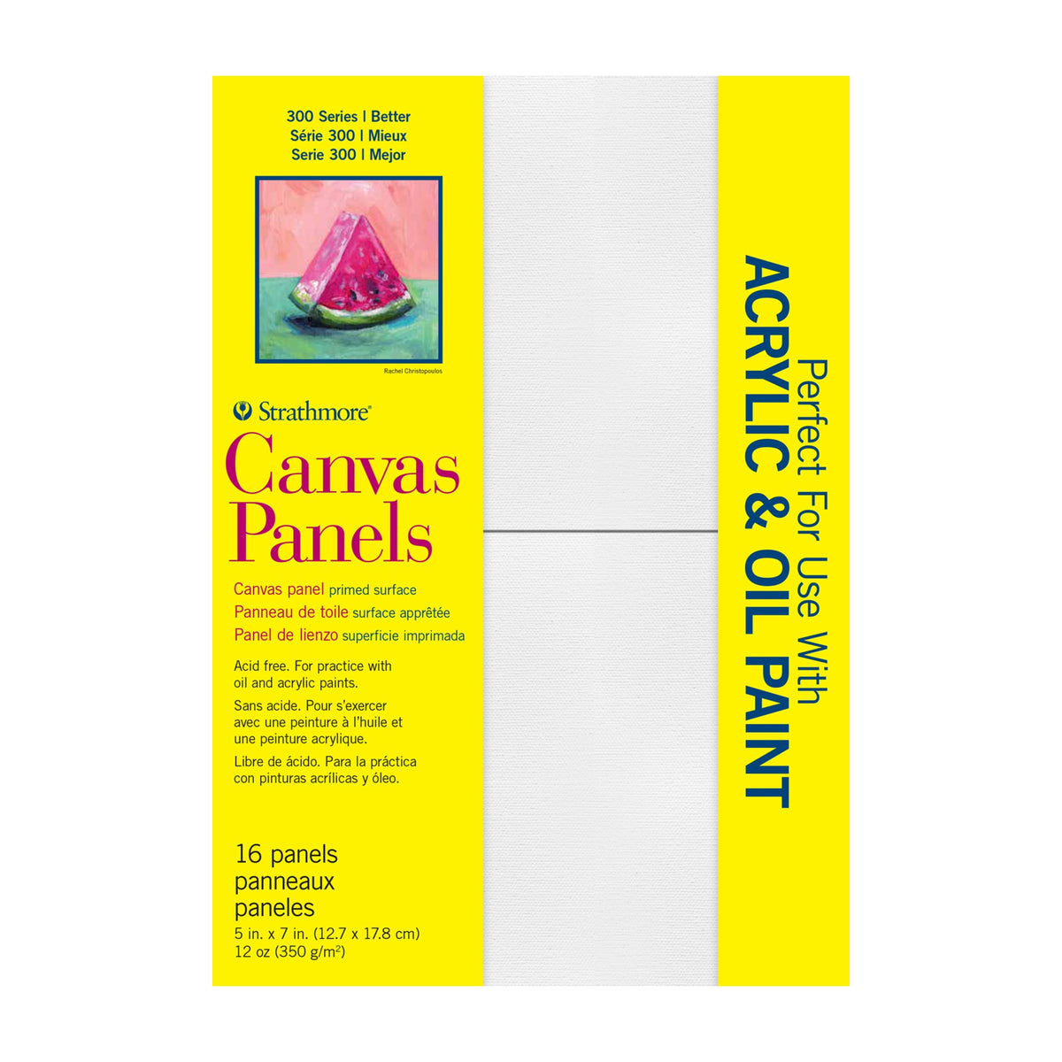 Strathmore 300 Series Canvas Panels, White, 5X17 Inches, Pack Of 16