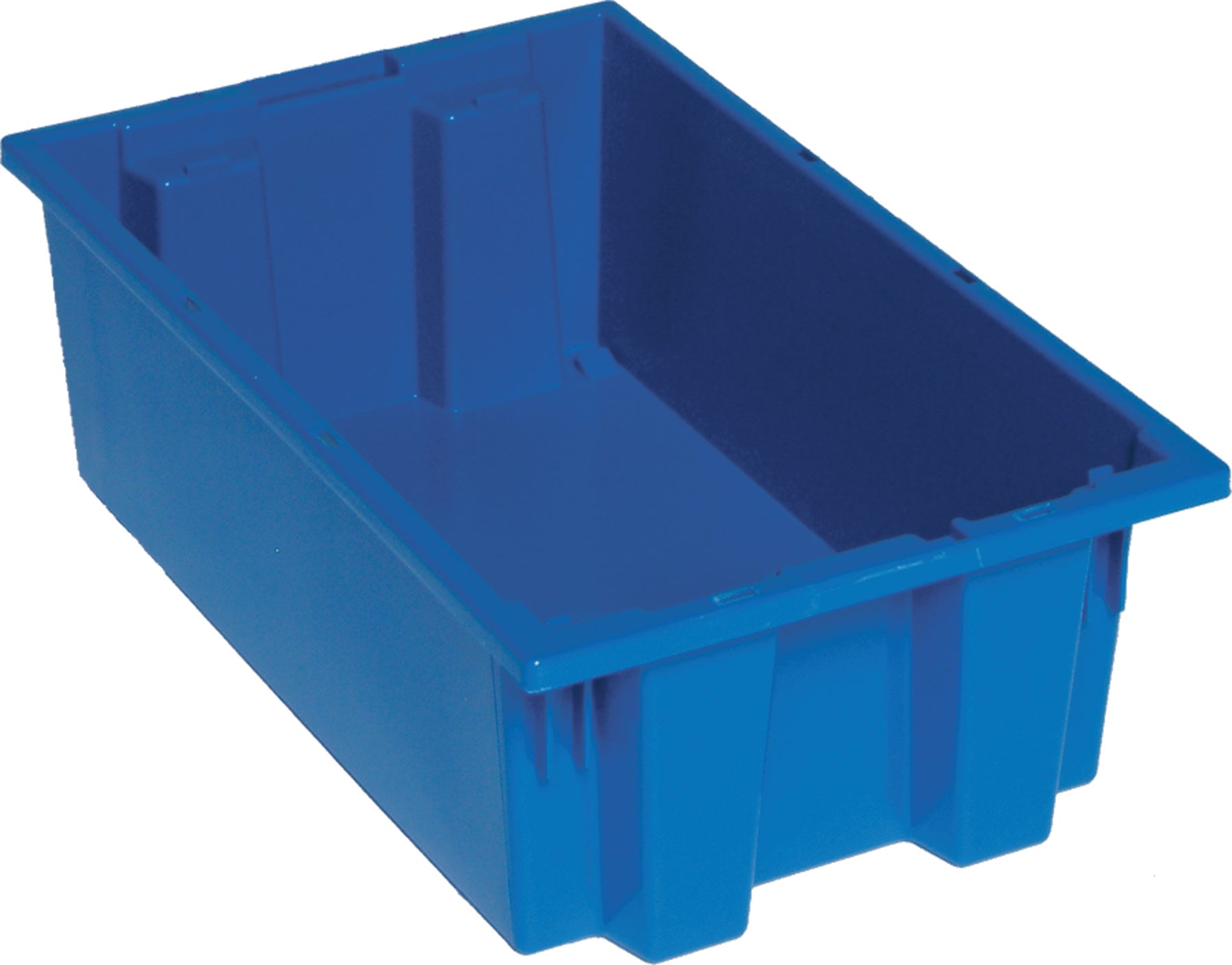 Stack and Nest Tote, 18"D x 11"W x 6"H, heavy duty, 0.50 cu. ft. capacity, blue polypropylene, Made in USA (priced per each, 6 each per carton), case of 6