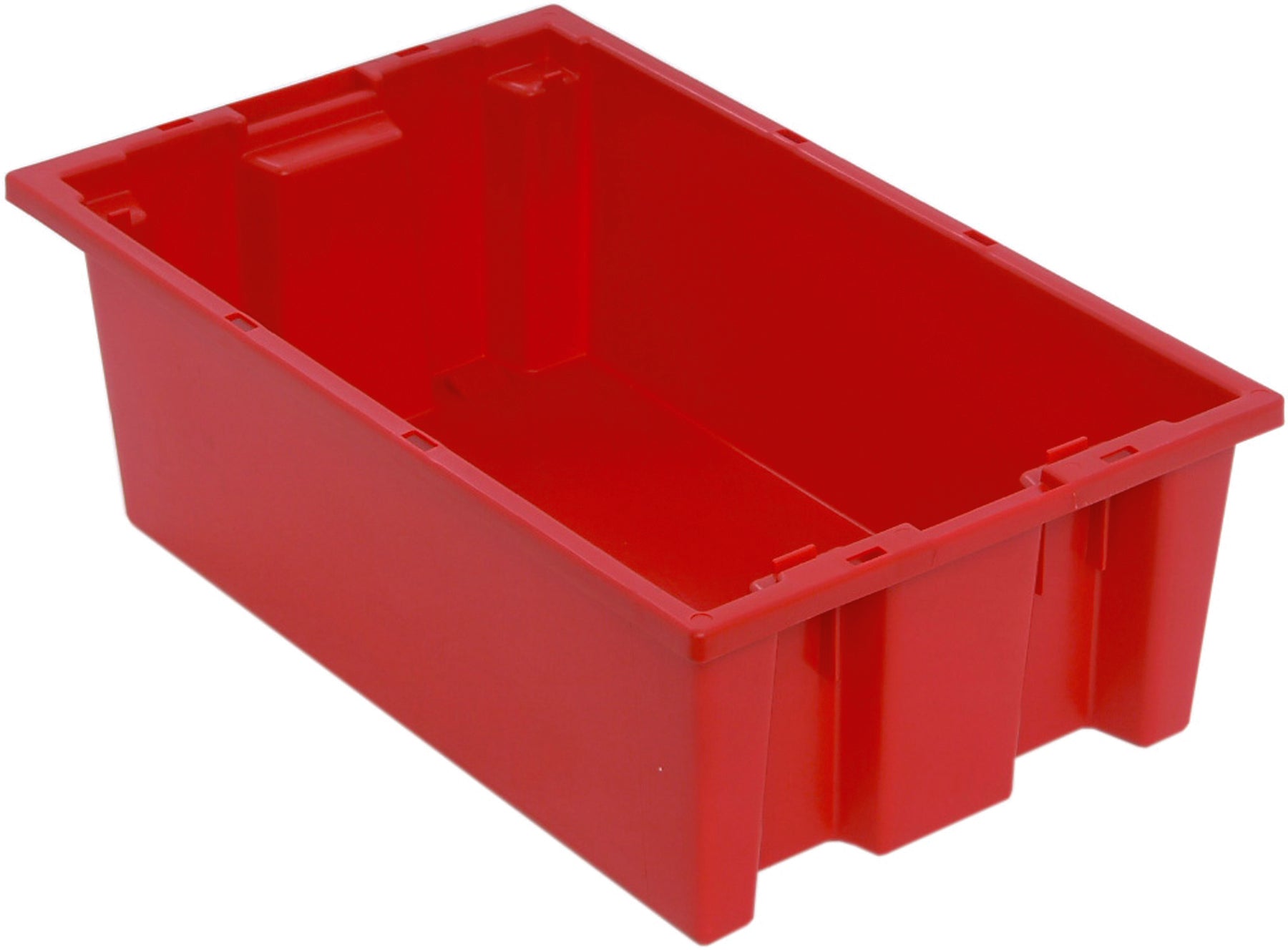 Stack and Nest Tote, 18"D x 11"W x 6"H, heavy duty, 0.50 cu. ft. capacity, red polypropylene, Made in USA (priced per each, 6 each per carton), case of 6