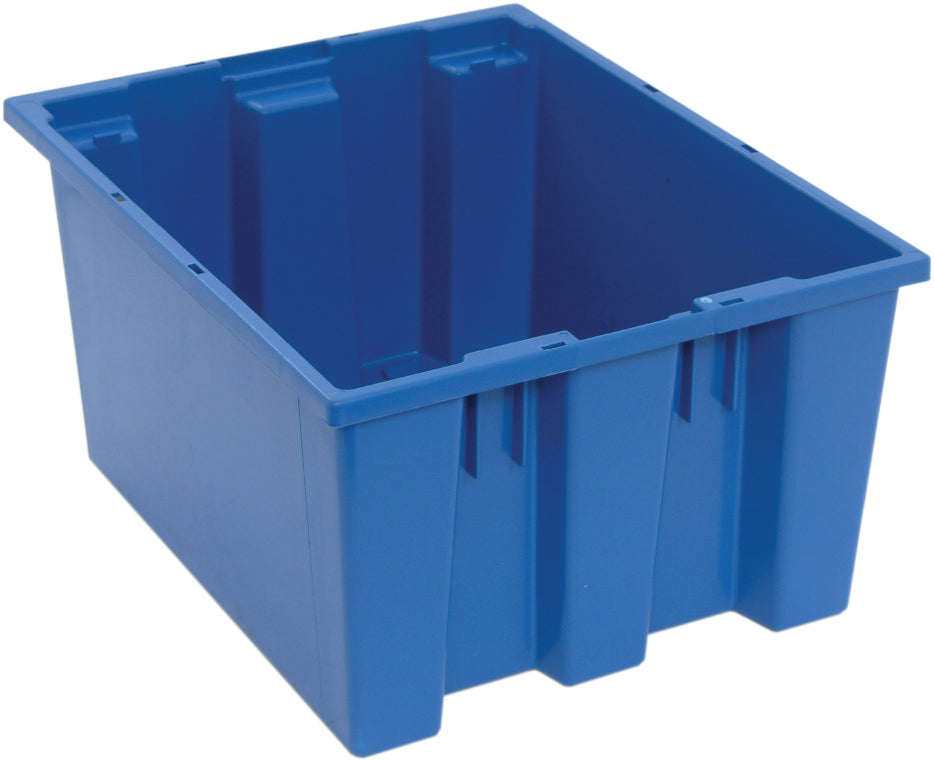 Stack and Nest Tote, 19-1/2"D x 15-1/2"W x 10"H, heavy duty, 1.20 cu. ft. capacity, blue polypropylene, Made in USA (priced per each, 6 each per carton), case of 6