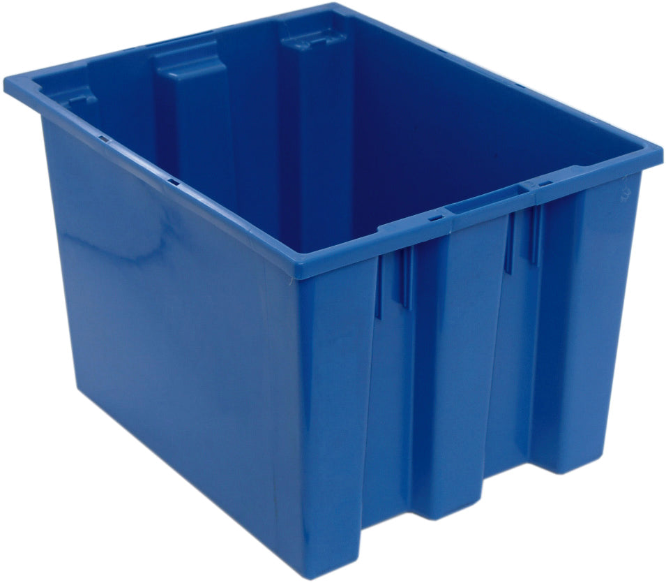 Stack and Nest Tote, 19-1/2"D x 15-1/2"W x 13"H, heavy duty, 1.70 cu. ft. capacity, blue polypropylene, Made in USA (priced per each, 6 each per carton), case of 6