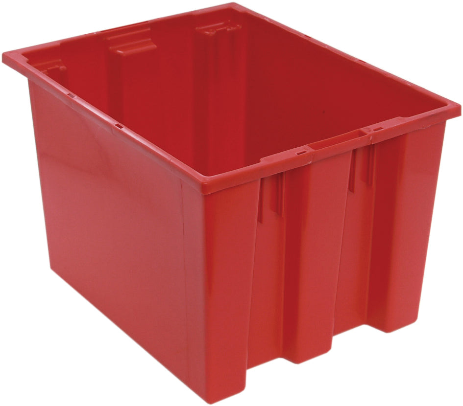Stack and Nest Tote, 19-1/2"D x 15-1/2"W x 13"H, heavy duty, 1.70 cu. ft. capacity, red polypropylene, Made in USA (priced per each, 6 each per carton), case of 6