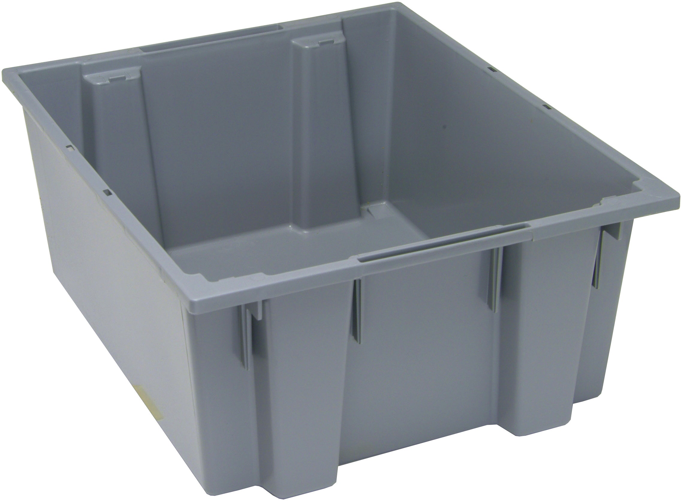 Stack and Nest Tote, 23-1/2"D x 19-1/2"W x 10"H, heavy duty, 2.00 cu. ft. capacity, gray polypropylene, Made in USA (priced per each, 3 each per carton), case of 3