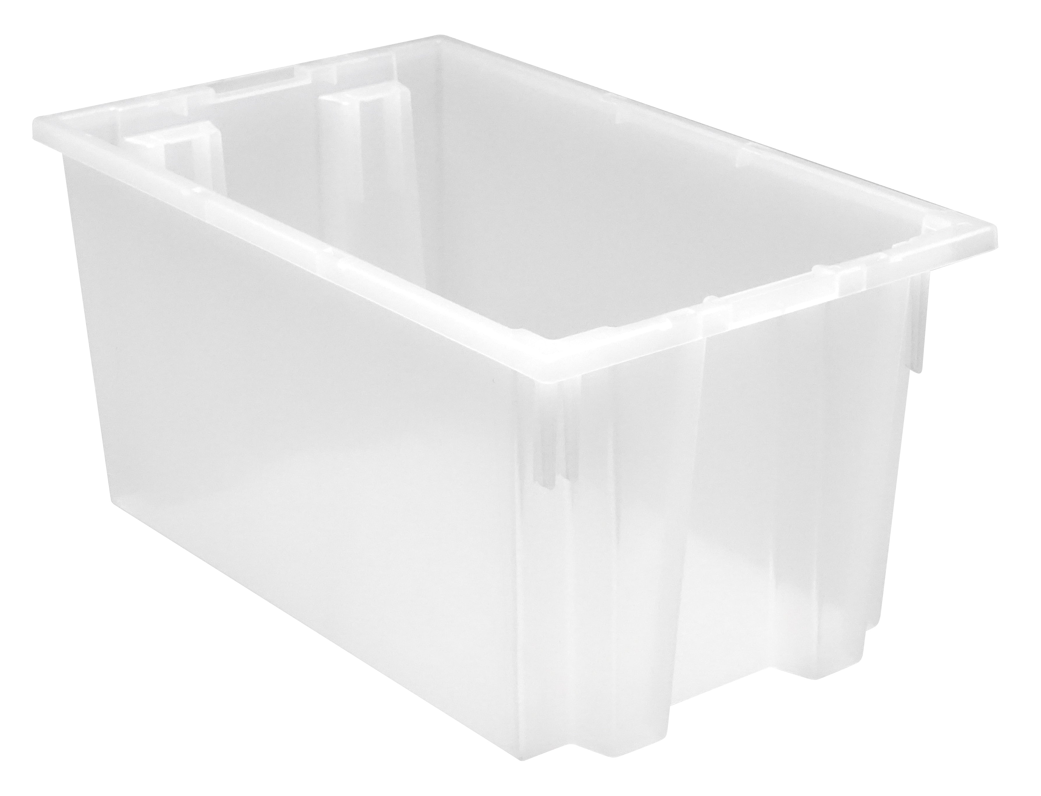 Stack and Nest Tote, 23-1/2"D x 15-1/2"W x 12"H, heavy duty, 1.70 cu. ft. capacity, clear polypropylene, Made in USA (priced per each, 3 each per carton), case of 3