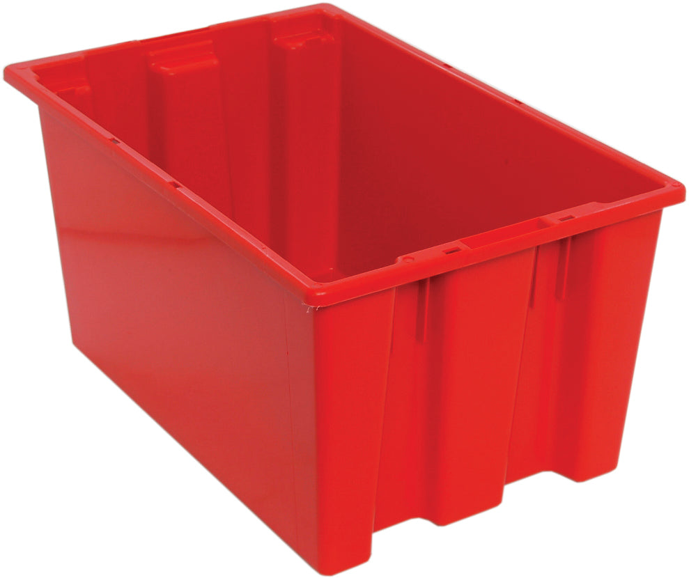 Stack and Nest Tote, 23-1/2"D x 15-1/2"W x 12"H, heavy duty, 1.70 cu. ft. capacity, red polypropylene, Made in USA (priced per each, 3 each per carton), case of 3