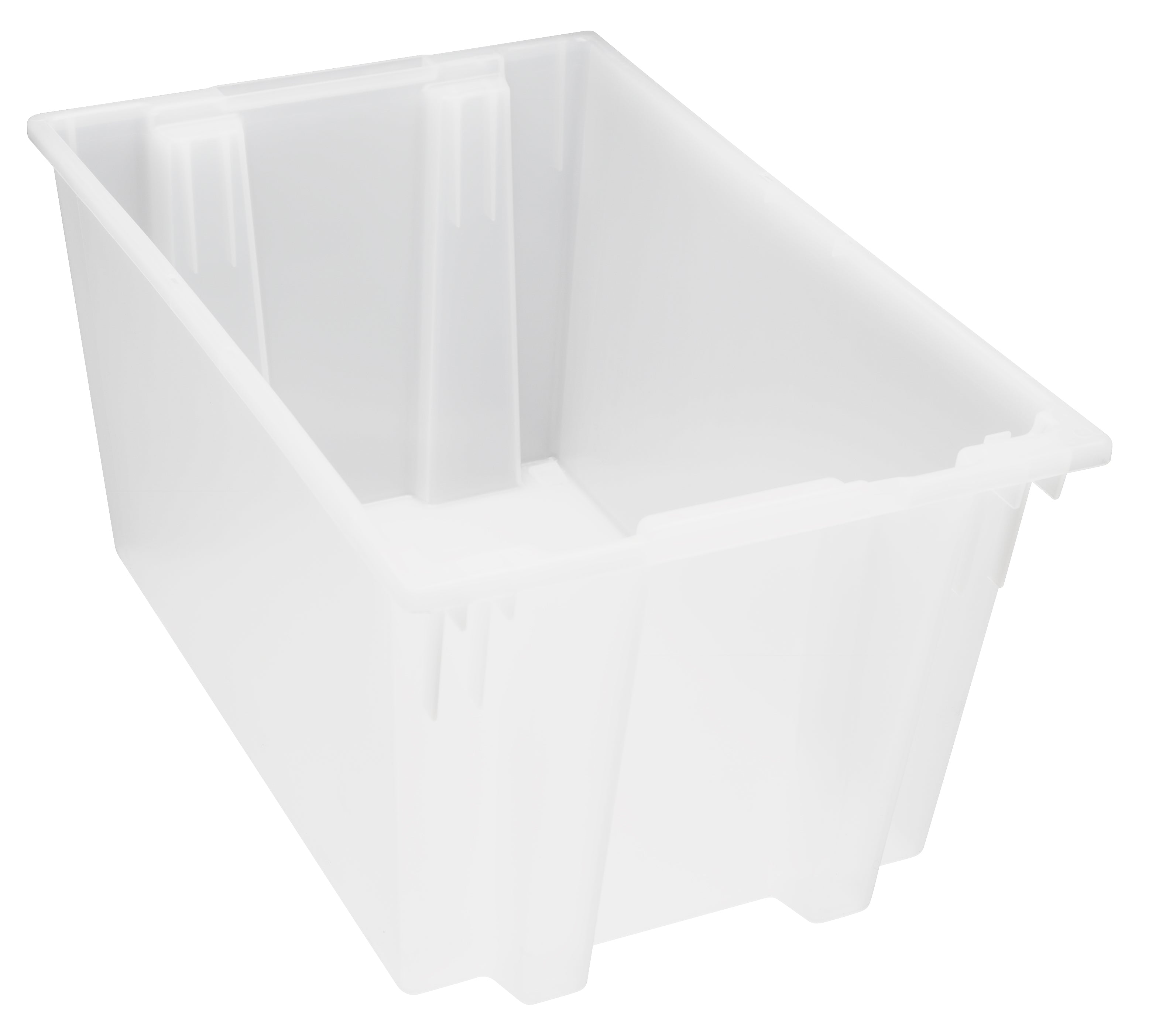 Stack and Nest Tote, 29-1/2"D x 19-1/2"W x 15"H, heavy duty, 3.70 cu. ft. capacity, clear polypropylene, Made in USA (priced per each, 3 each per carton), case of 3