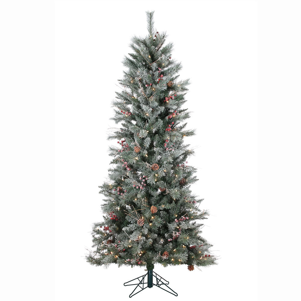 Vickerman 7' x 40” Frosted Berry Pine Tree 250CL - SO-B158271