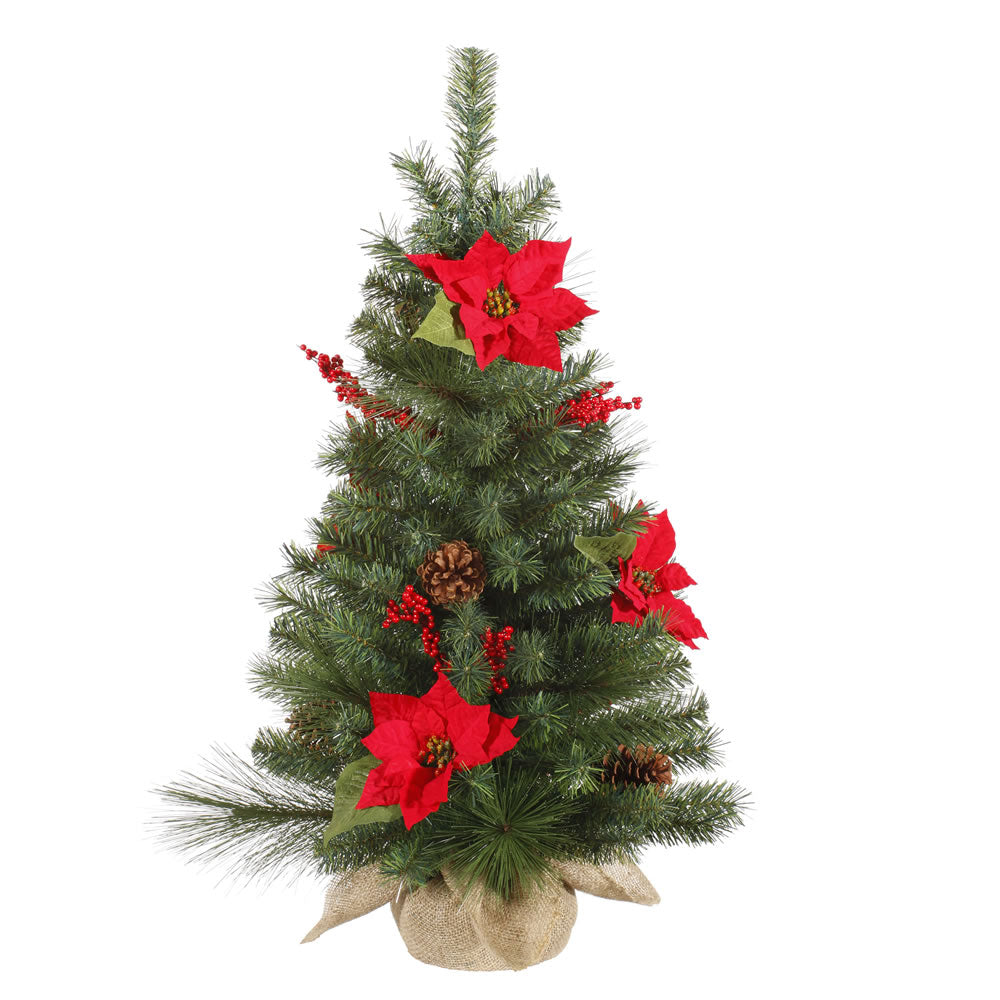 Vickerman 36” x 22” Poinsettia Berry Pine Tree - SO-J156736