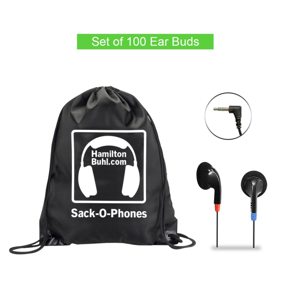 Hamiltonbuhl Sack-O-Phones - 100 Earbuds, In Carry Bag