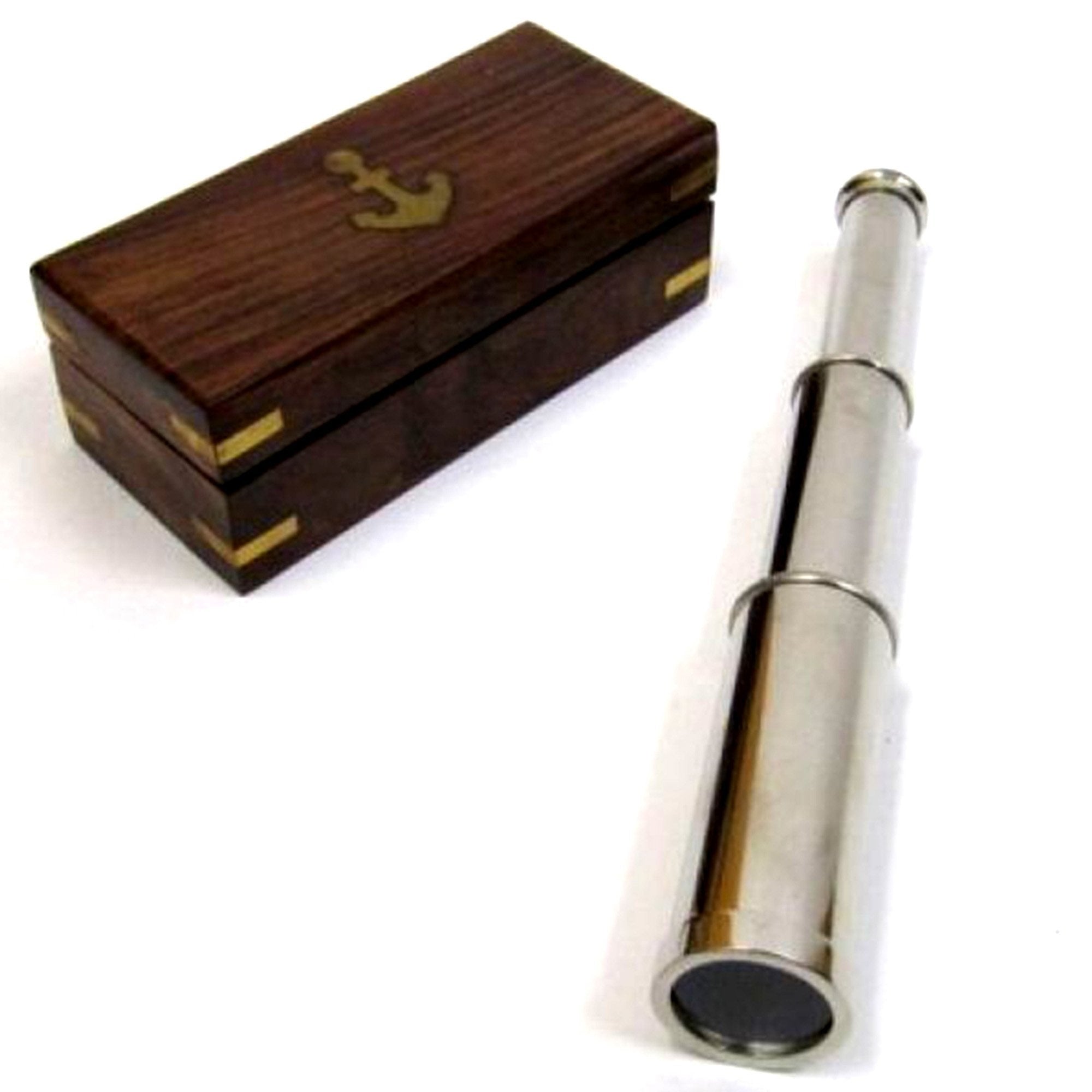 Pullout Telescope 9 Chrome Finish W/ Wooden Box