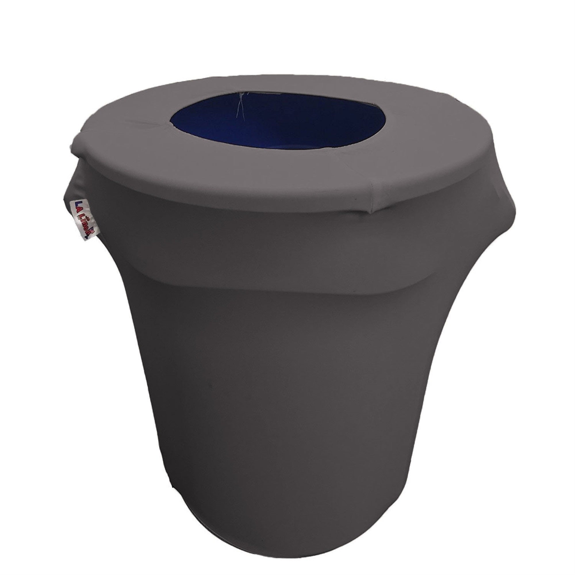 LA Linen Stretch Spandex Trash Can cover 32-Gallon Round,Charcoal