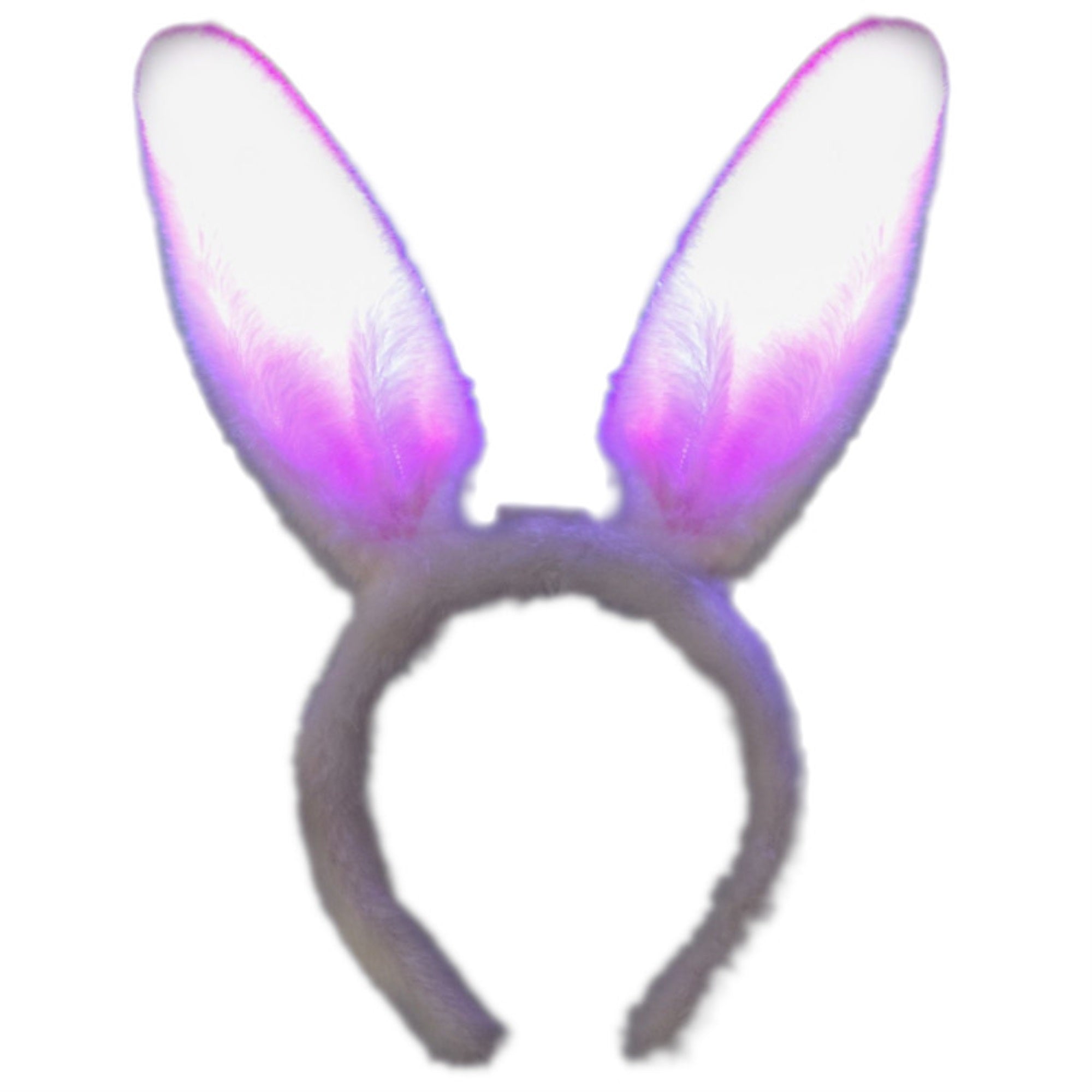 Pink Soft Plush Bunny Ears Headband LED Multicolor