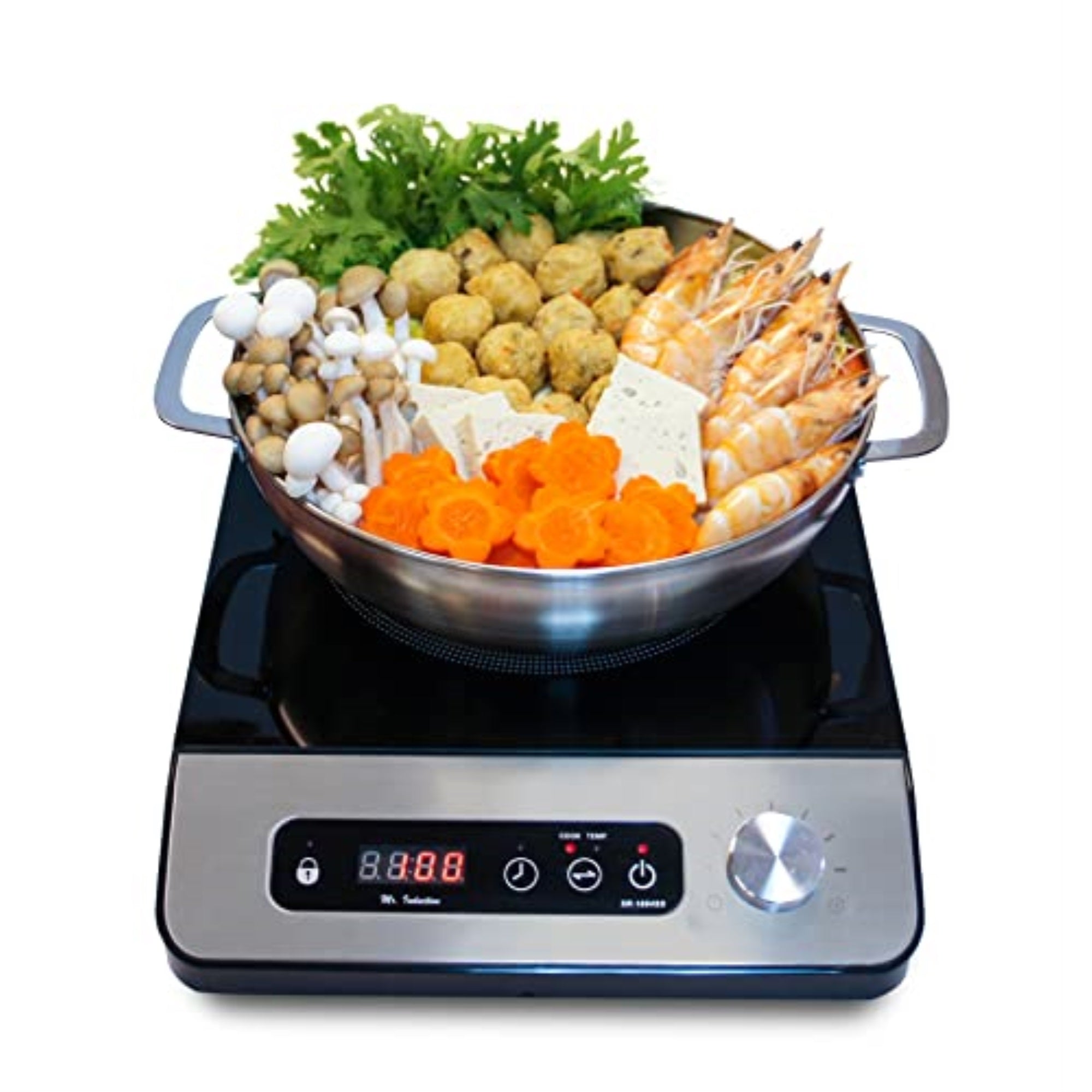 1650W Induction With Stainless Steel Panel & Control Knob + Pot Combo