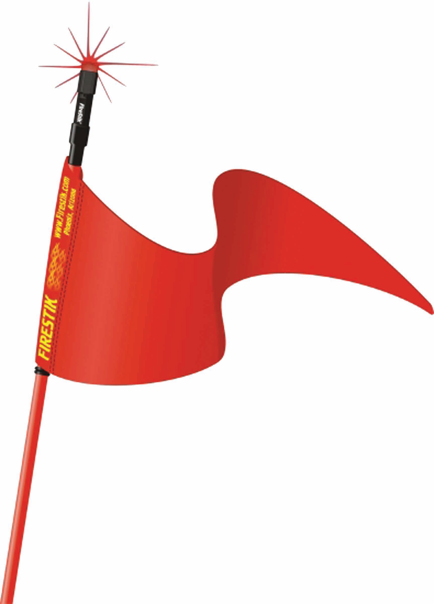 FIRESTIK - SR3-R 3' RED STROBE READY STIK WITH 3/8″X24 THREADED BASE & SAFETY FLAG