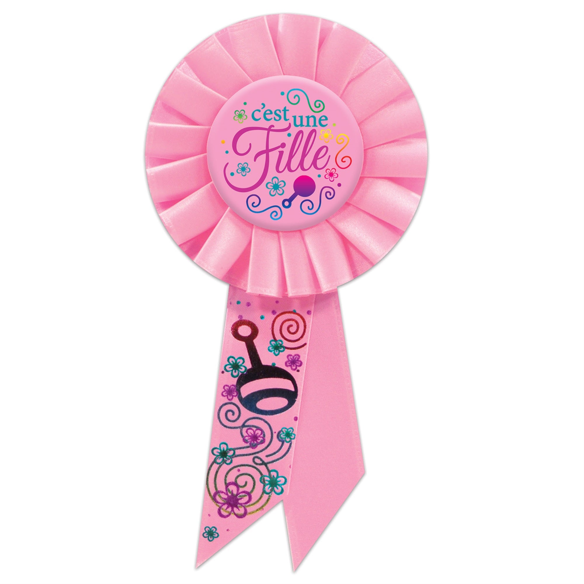Cest Une Fille (Its A Girl) Rosette, (Pack Of 6)