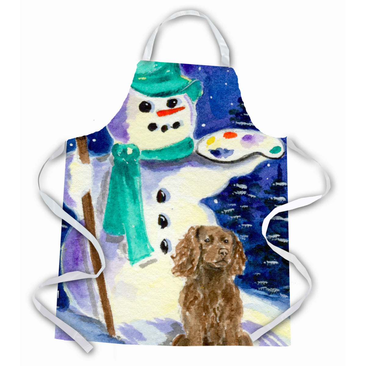 Caroline'S Treasures Ss1001Apron Artist Snowman With Boykin Spaniel Apron, Large, Multicolor