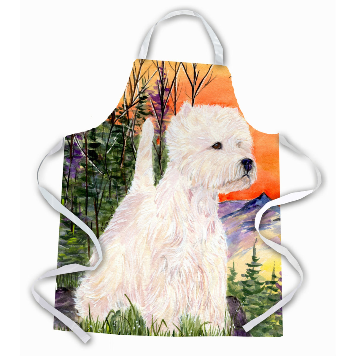 Caroline'S Treasures Ss1013Apron Westie Apron, Large, Multicolor