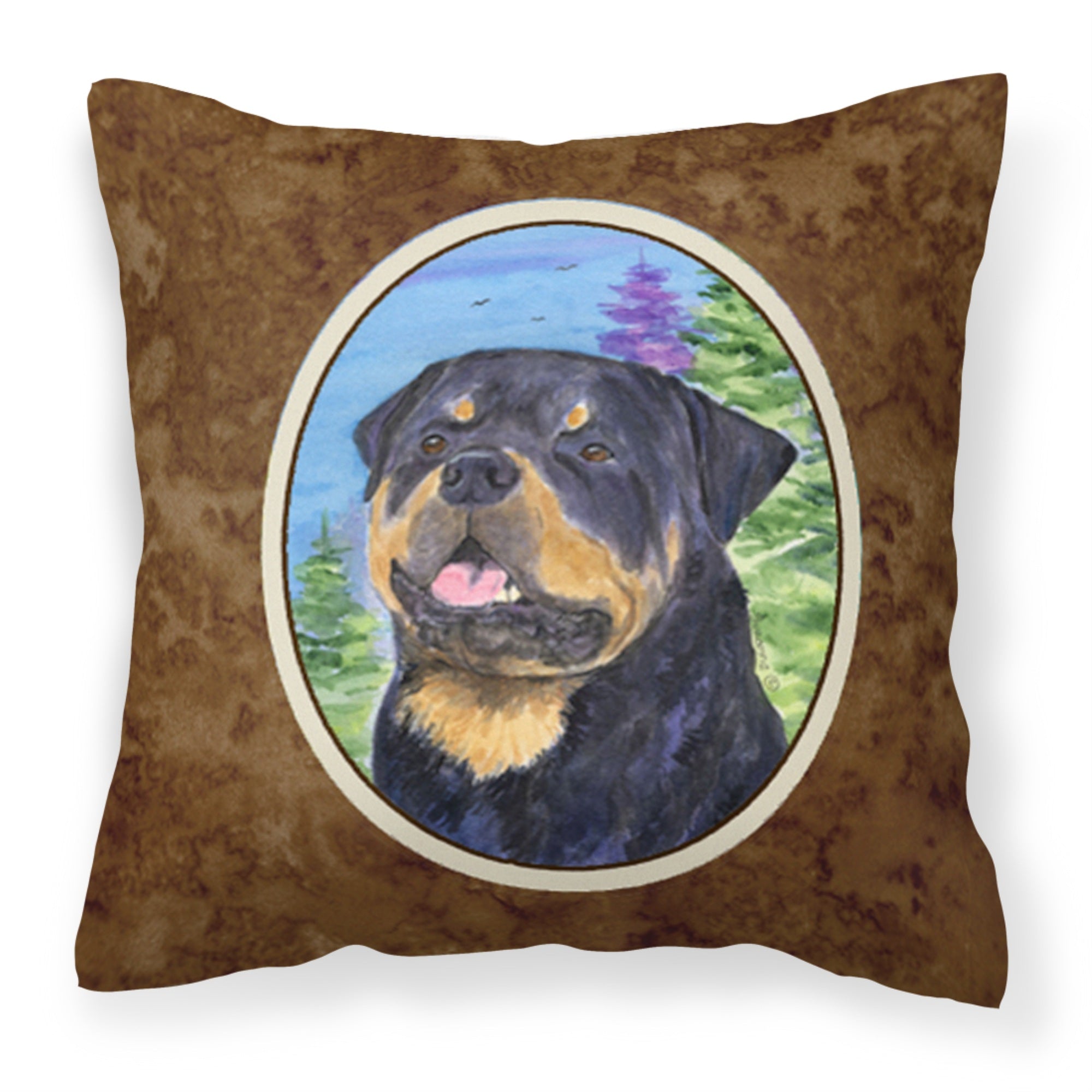 Caroline'S Treasures Ss1026Pw1414 Rottweiler Decorative Canvas Fabric Pillow, Large, Multicolor