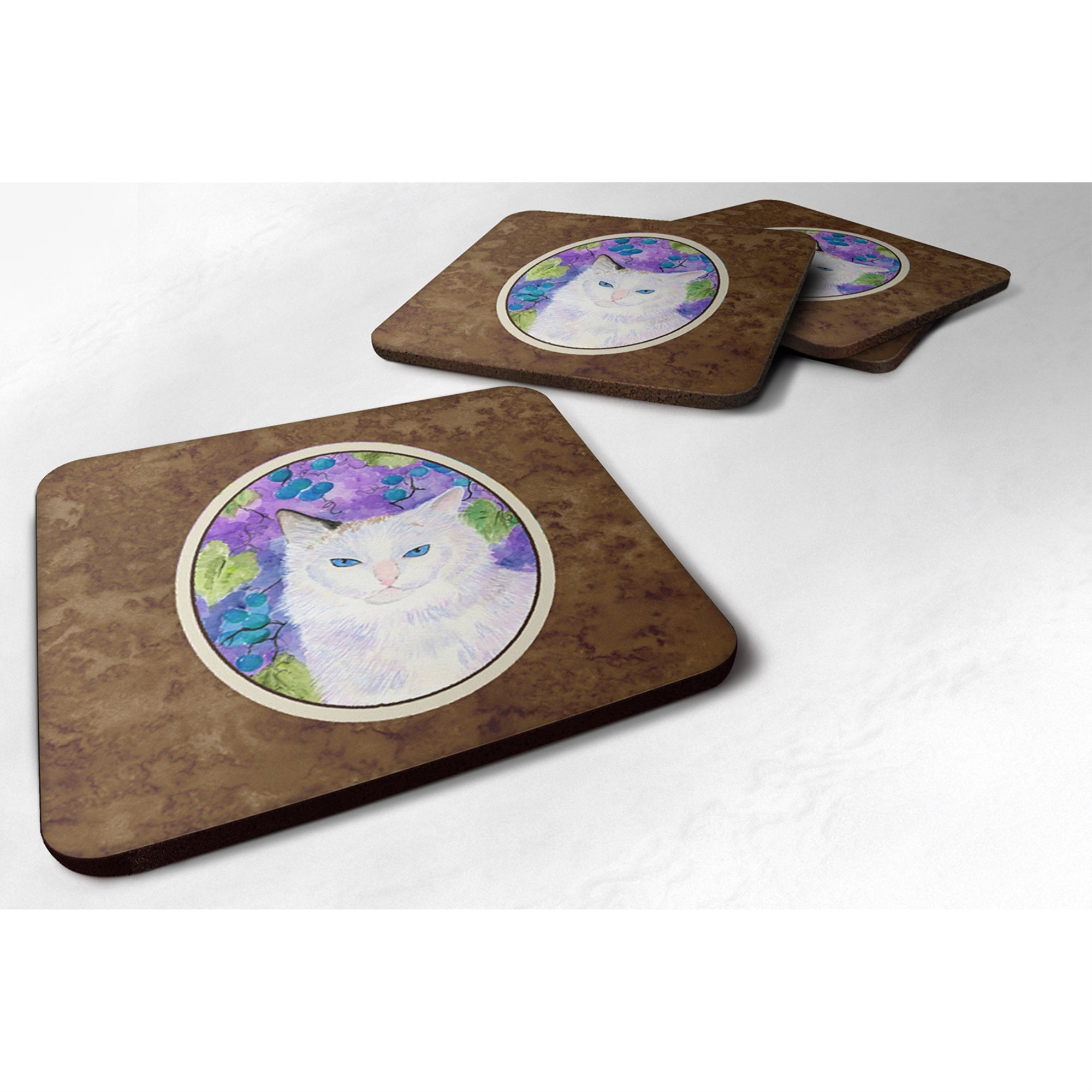 Caroline'S Treasures Ss1065Fc Cat Foam Coasters (Set Of 4), 3.5 H X 3.5 W, Multicolor