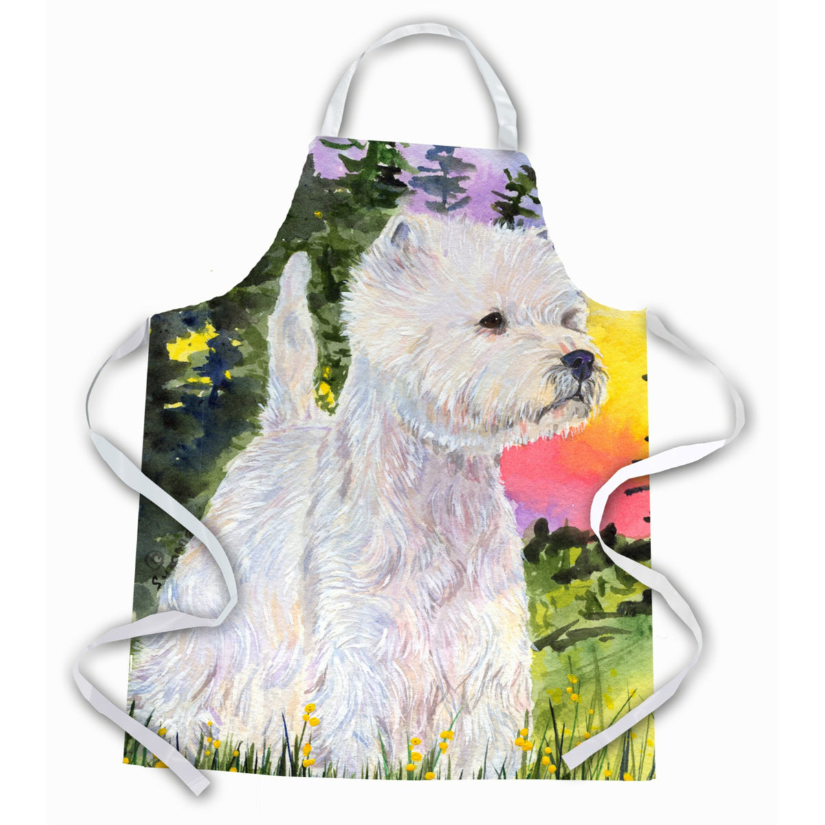 Caroline'S Treasures Ss1067Apron Westie Apron, Large, Multicolor