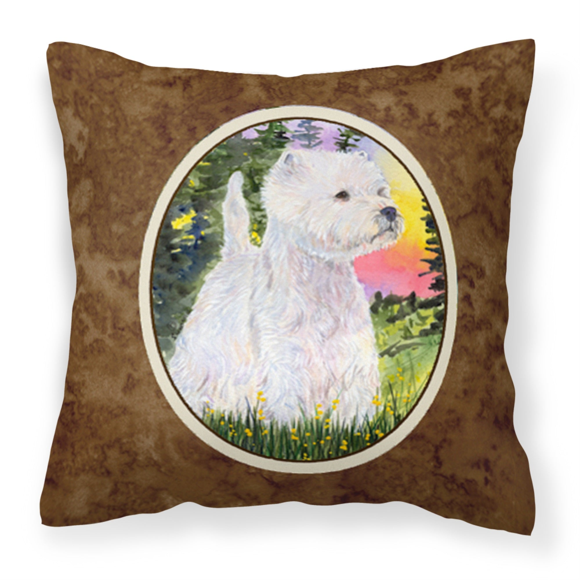 Caroline'S Treasures Ss1067Pw1414 Westie Decorative Canvas Fabric Pillow, Large, Multicolor
