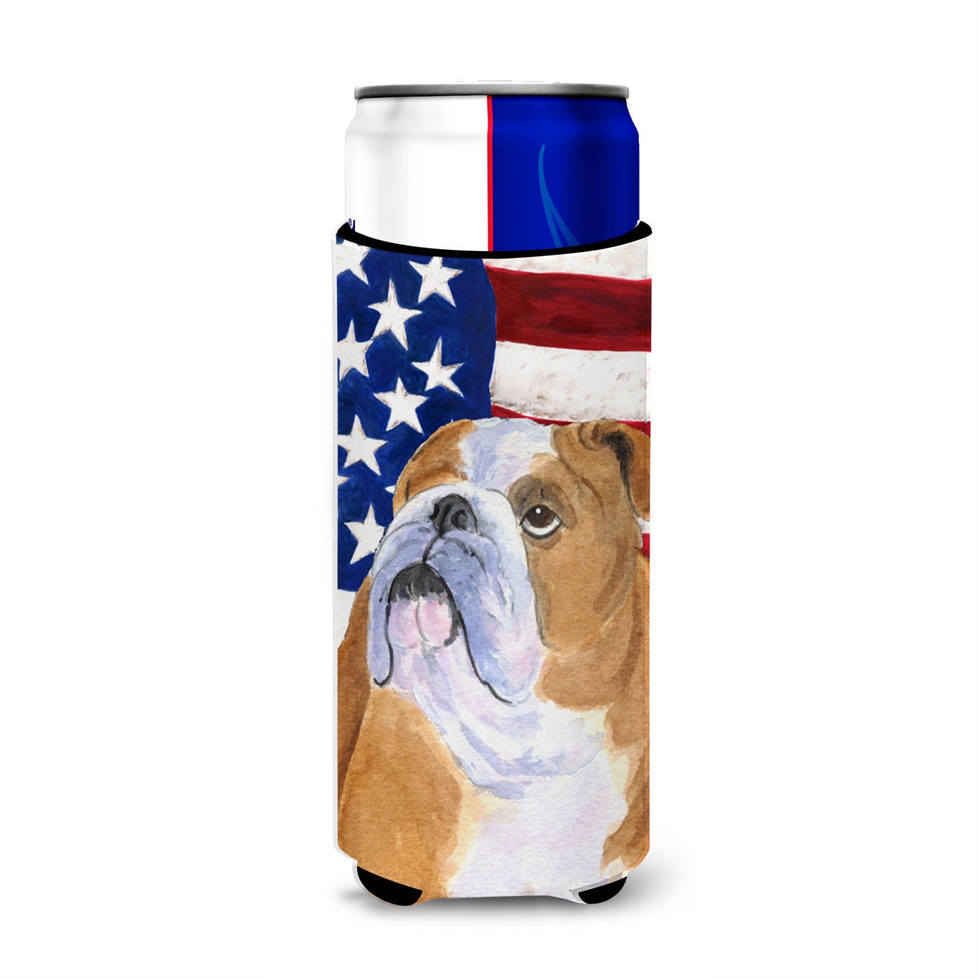 Usa American Flag With Bulldog English Ultra Beverage Insulators For Slim Cans Ss4017Muk