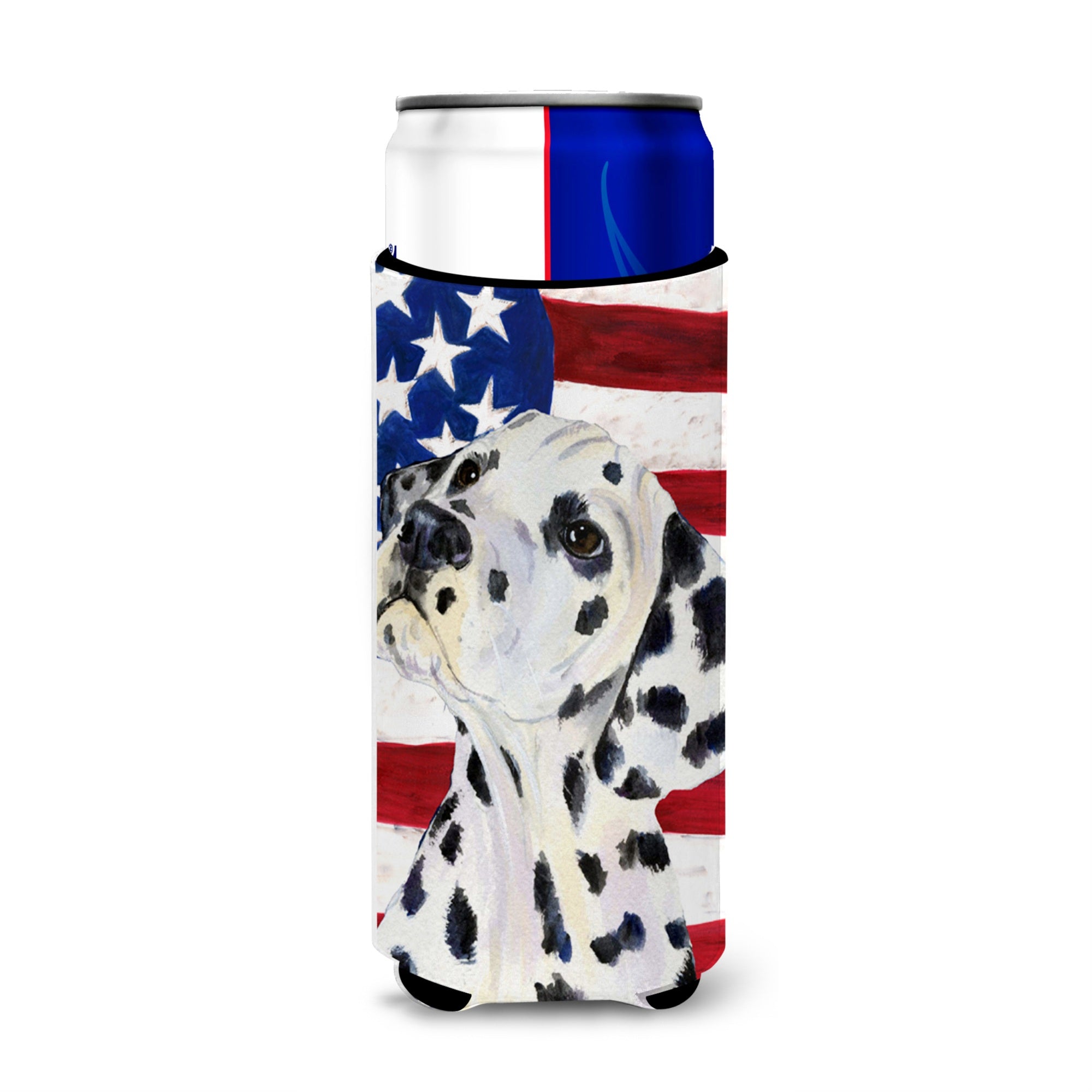 Usa American Flag With Dalmatian Ultra Beverage Insulators For Slim Cans Ss4018Muk