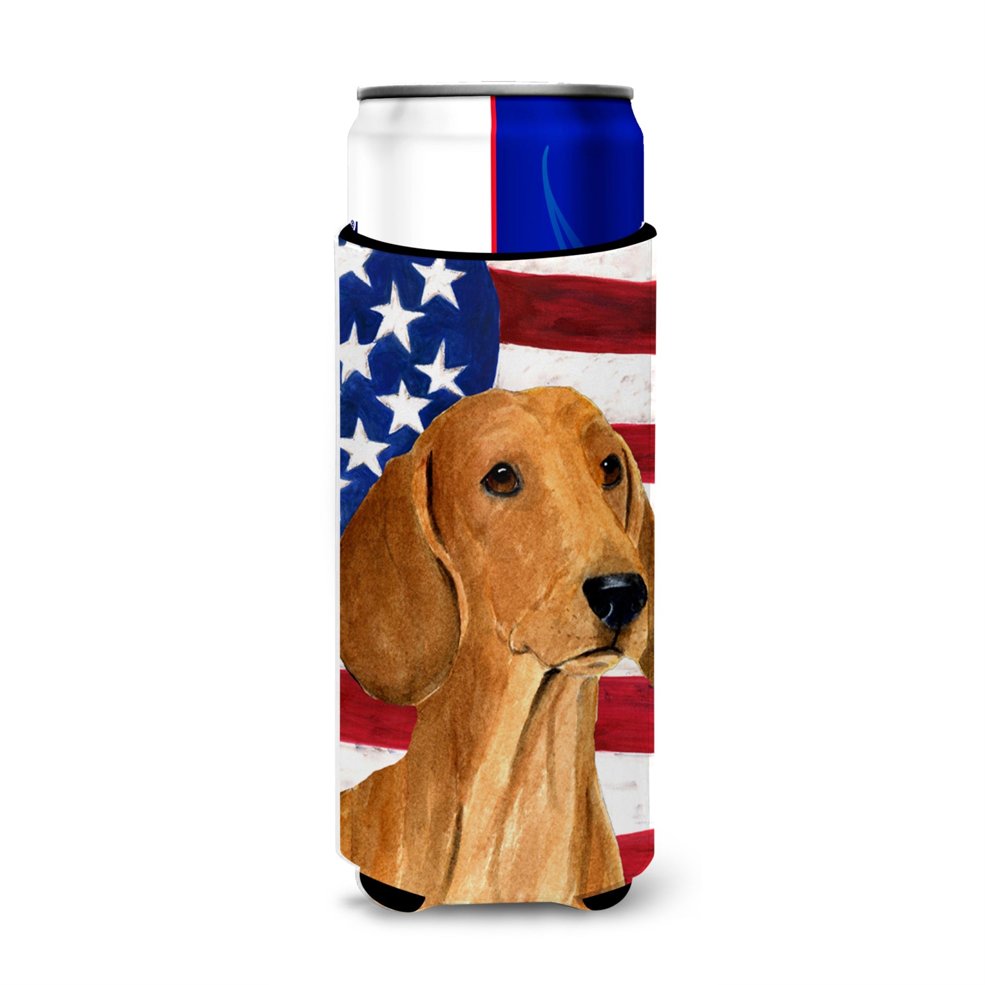 Usa American Flag With Dachshund Ultra Beverage Insulators For Slim Cans Ss4049Muk