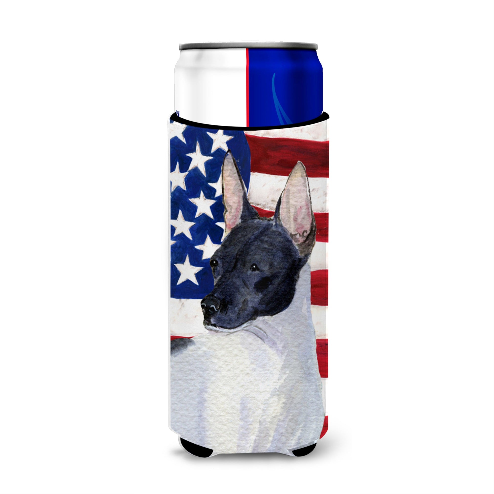 Usa American Flag With Rat Terrier Ultra Beverage Insulators For Slim Cans Ss4054Muk