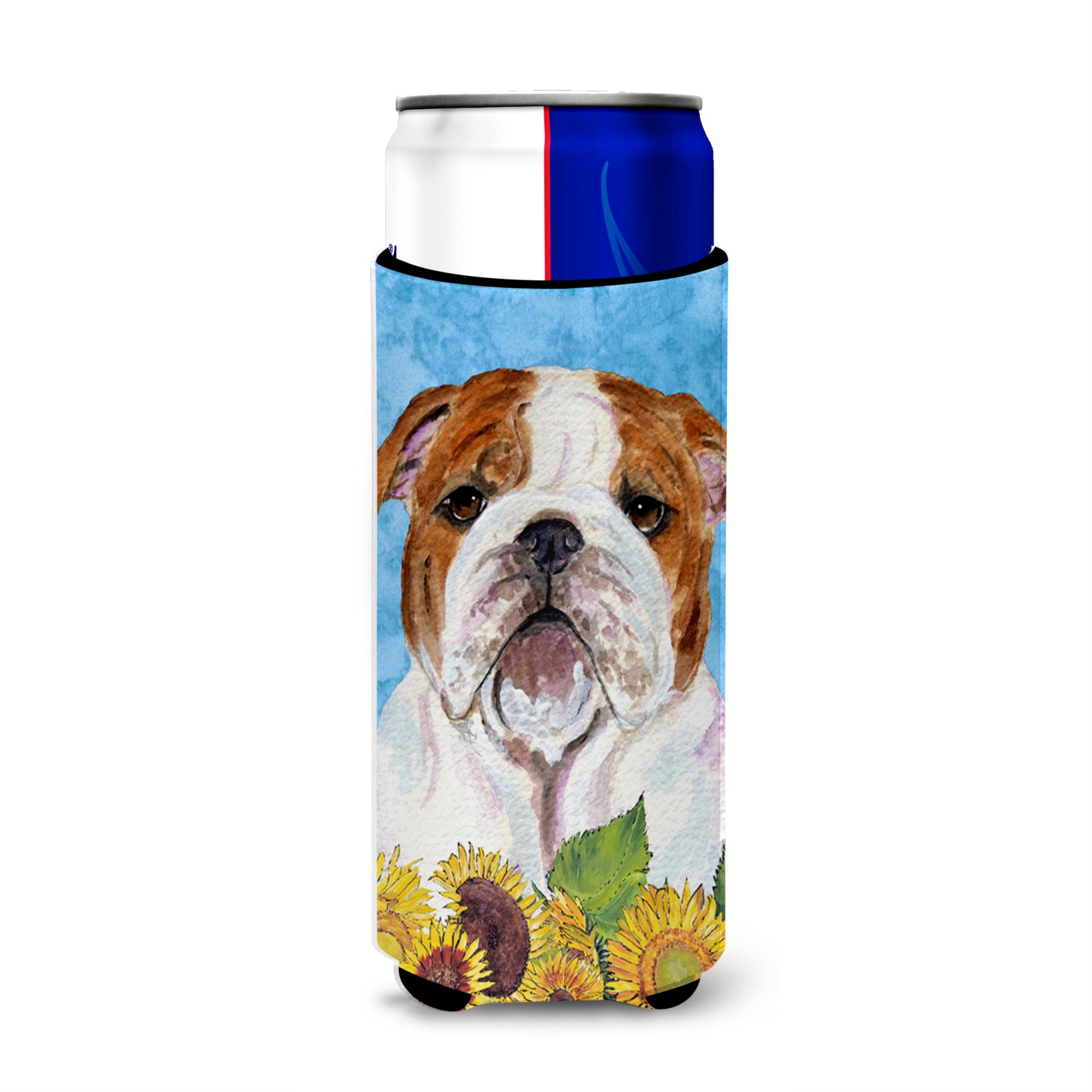 Bulldog English In Summer Flowers Ultra Beverage Insulators For Slim Cans Ss4117Muk