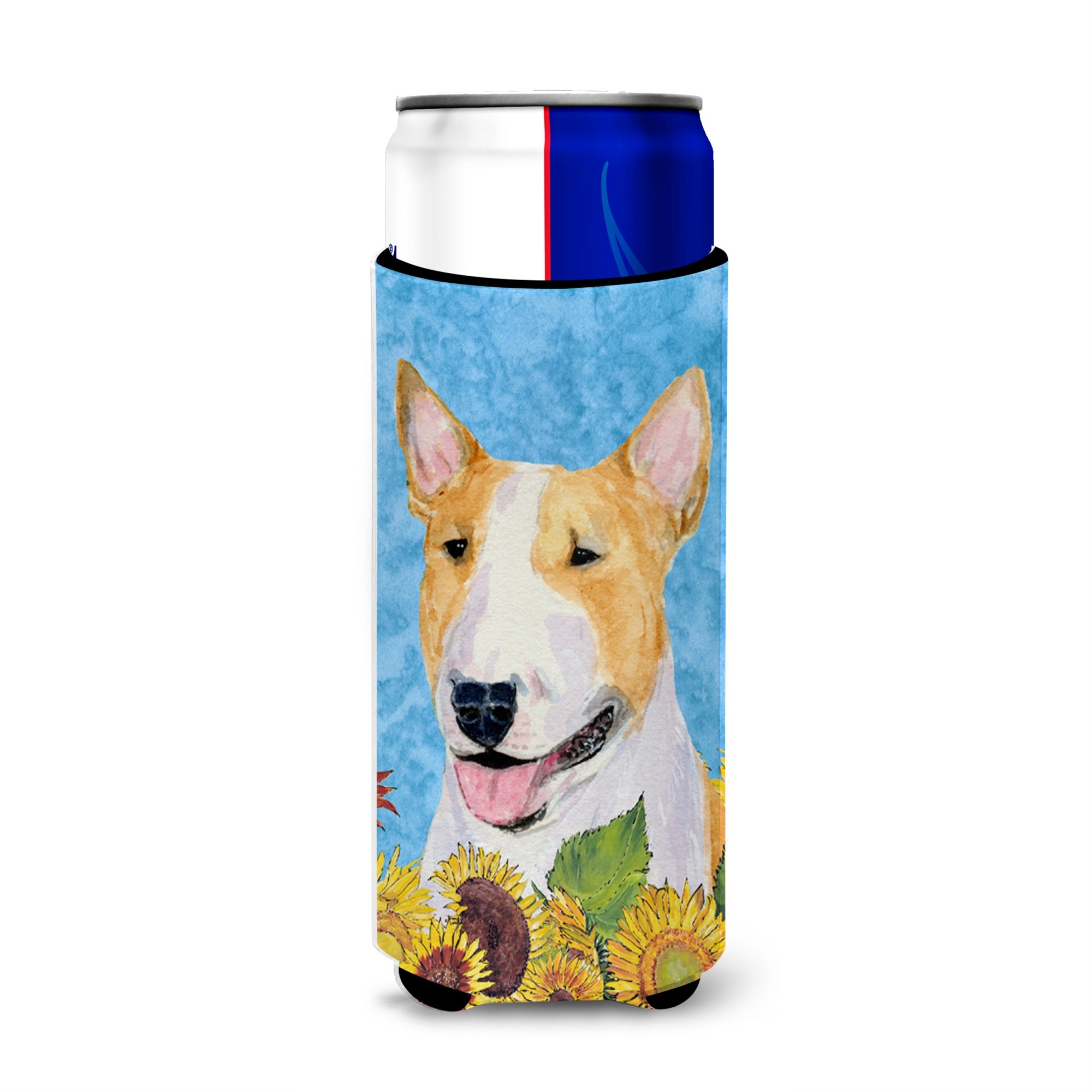 Bull Terrier In Summer Flowers Ultra Beverage Insulators For Slim Cans Ss4129Muk
