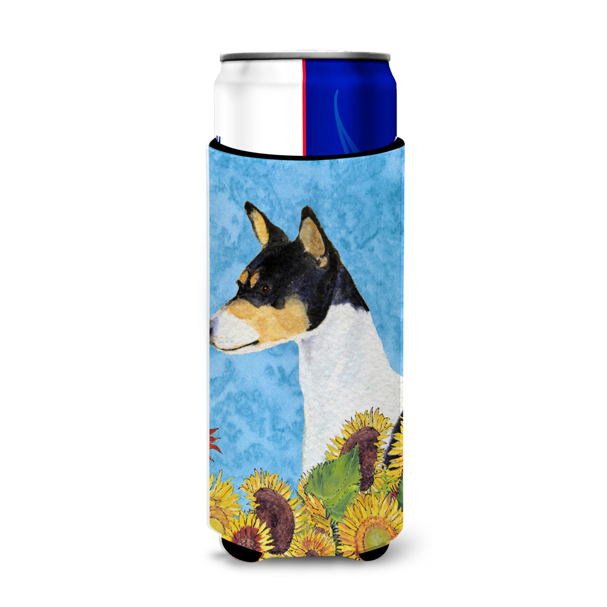 Basenji In Summer Flowers Ultra Beverage Insulators For Slim Cans Ss4147Muk