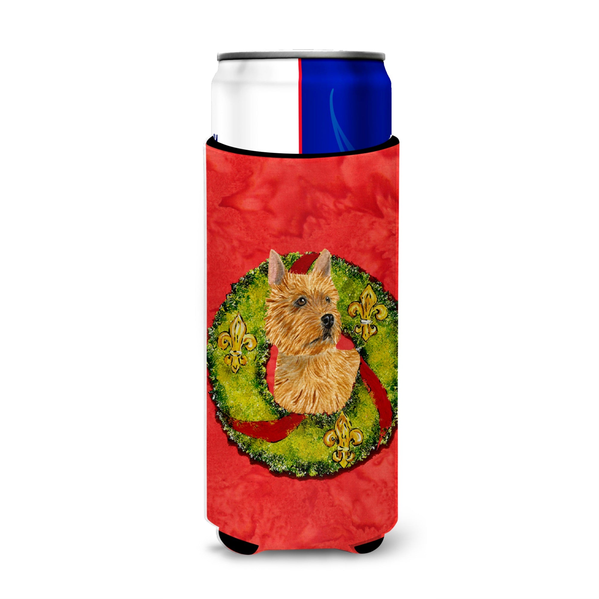 Norwich Terrier Cristmas Wreath Ultra Beverage Insulators For Slim Cans Ss4188Muk