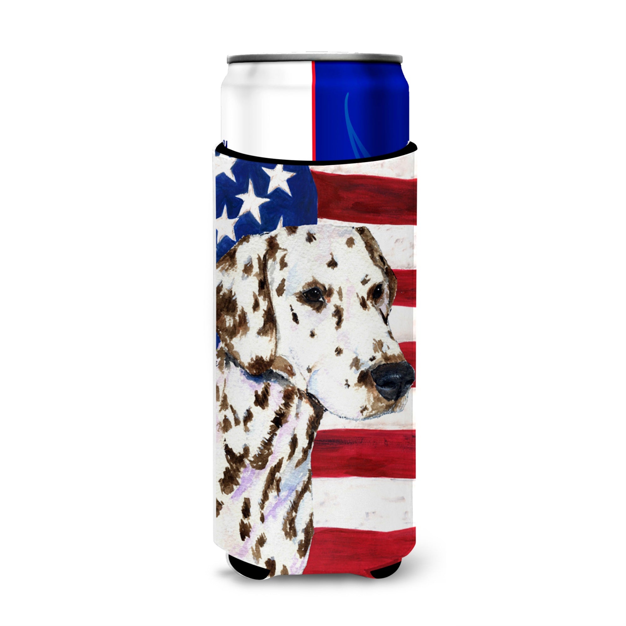 Usa American Flag With Dalmatian Ultra Beverage Insulators For Slim Cans Ss4225Muk