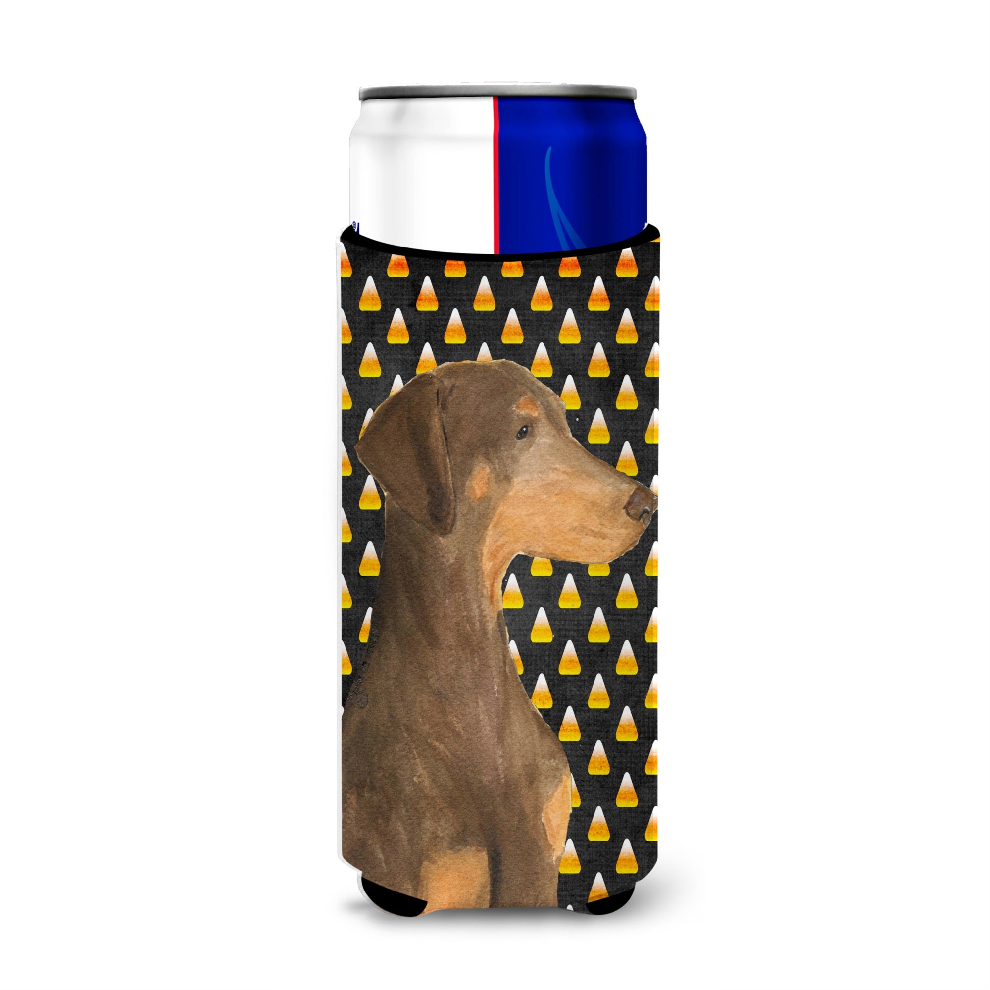 Doberman Candy Corn Halloween Portrait Ultra Beverage Insulators For Slim Cans Ss4272Muk