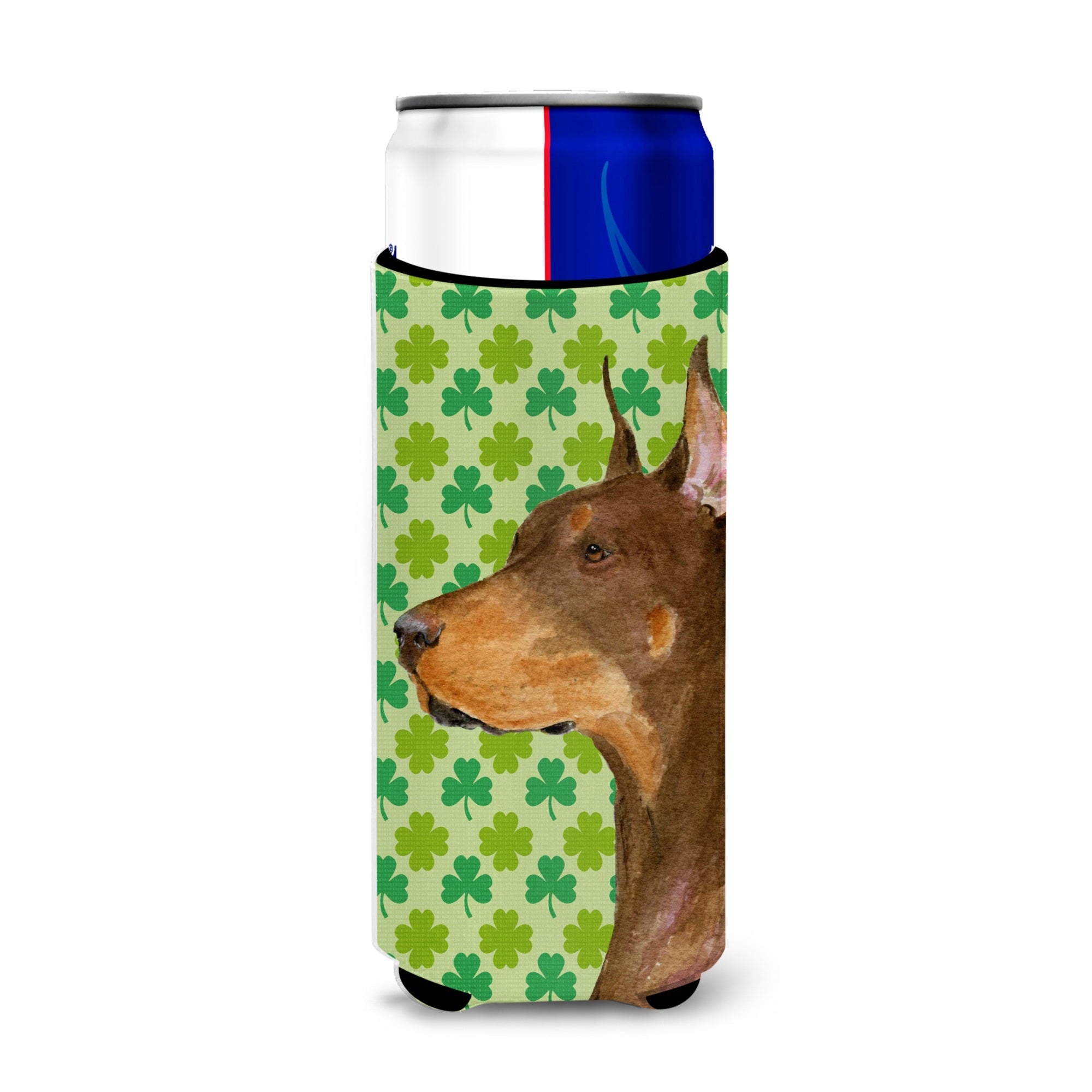 Doberman St. Patrick'S Day Shamrock Portrait Ultra Beverage Insulators For Slim Cans Ss4399Muk