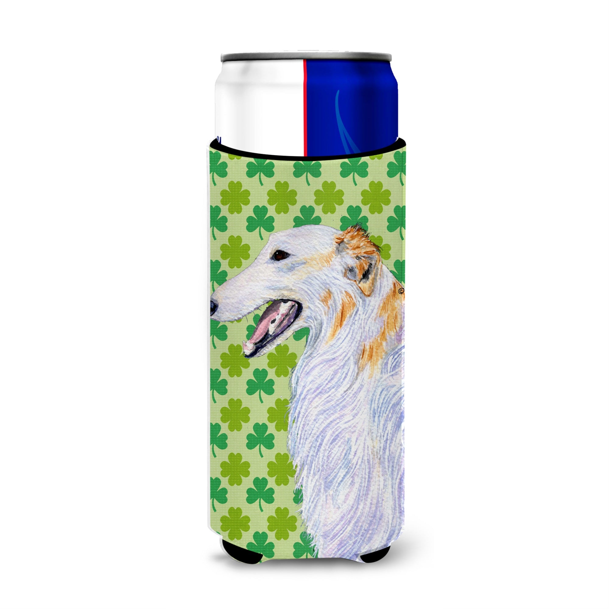 Borzoi St. Patrick'S Day Shamrock Portrait Ultra Beverage Insulators For Slim Cans Ss4406Muk