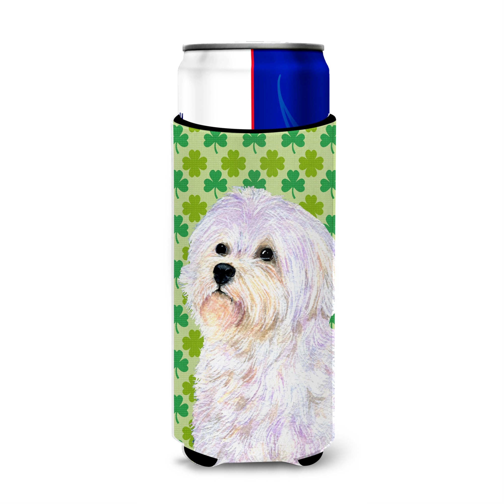 Maltese St. Patrick'S Day Shamrock Portrait Ultra Beverage Insulators For Slim Cans Ss4412Muk