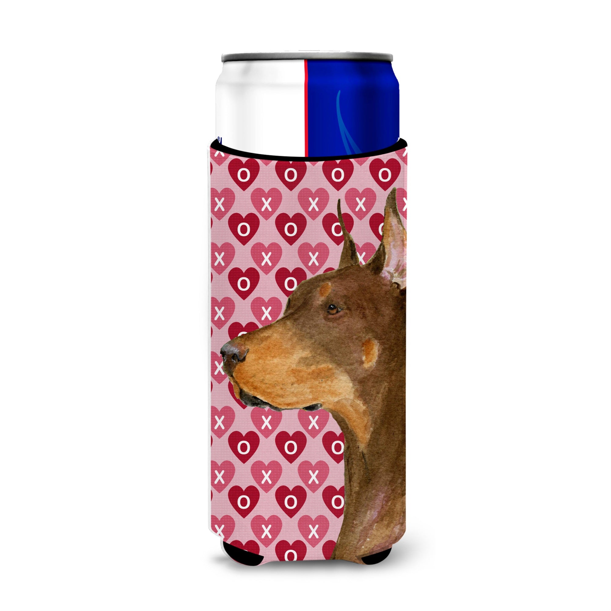 Doberman Hearts Love And Valentine'S Day Portrait Ultra Beverage Insulators For Slim Cans Ss4468Muk