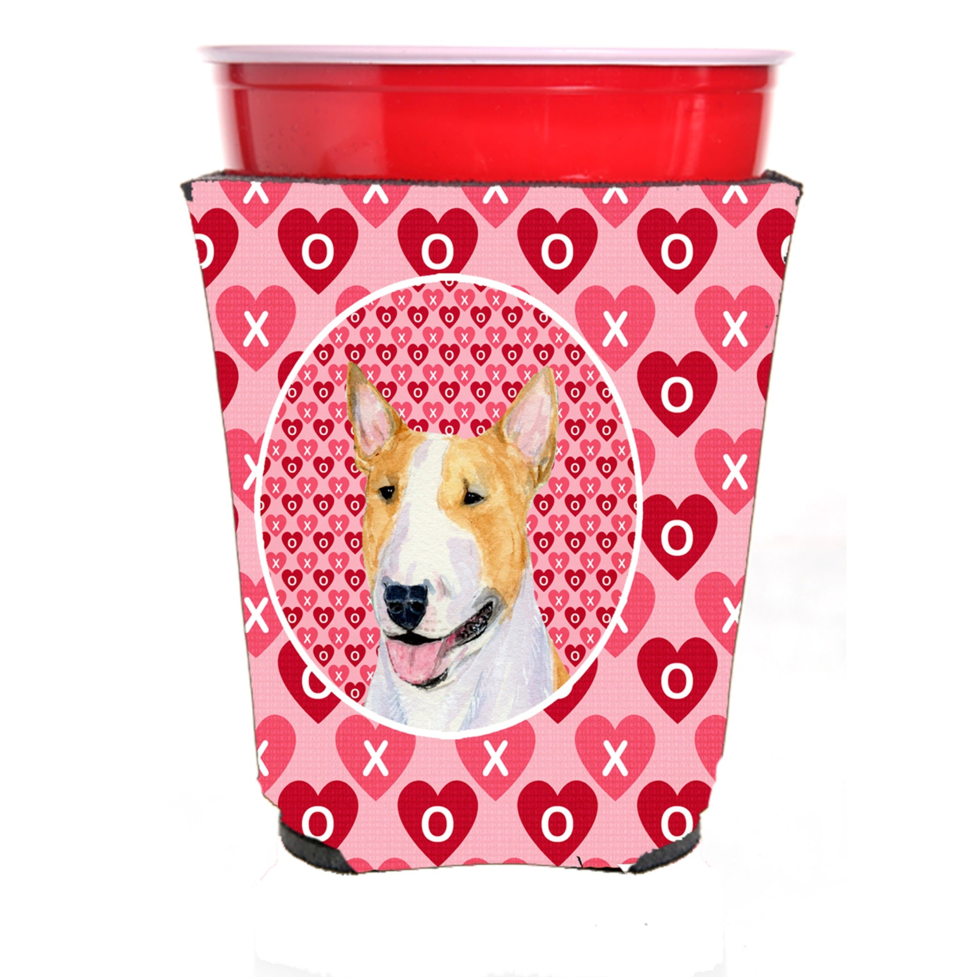 Bull Terrier  Red Solo Cup Beverage Insulator Hugger