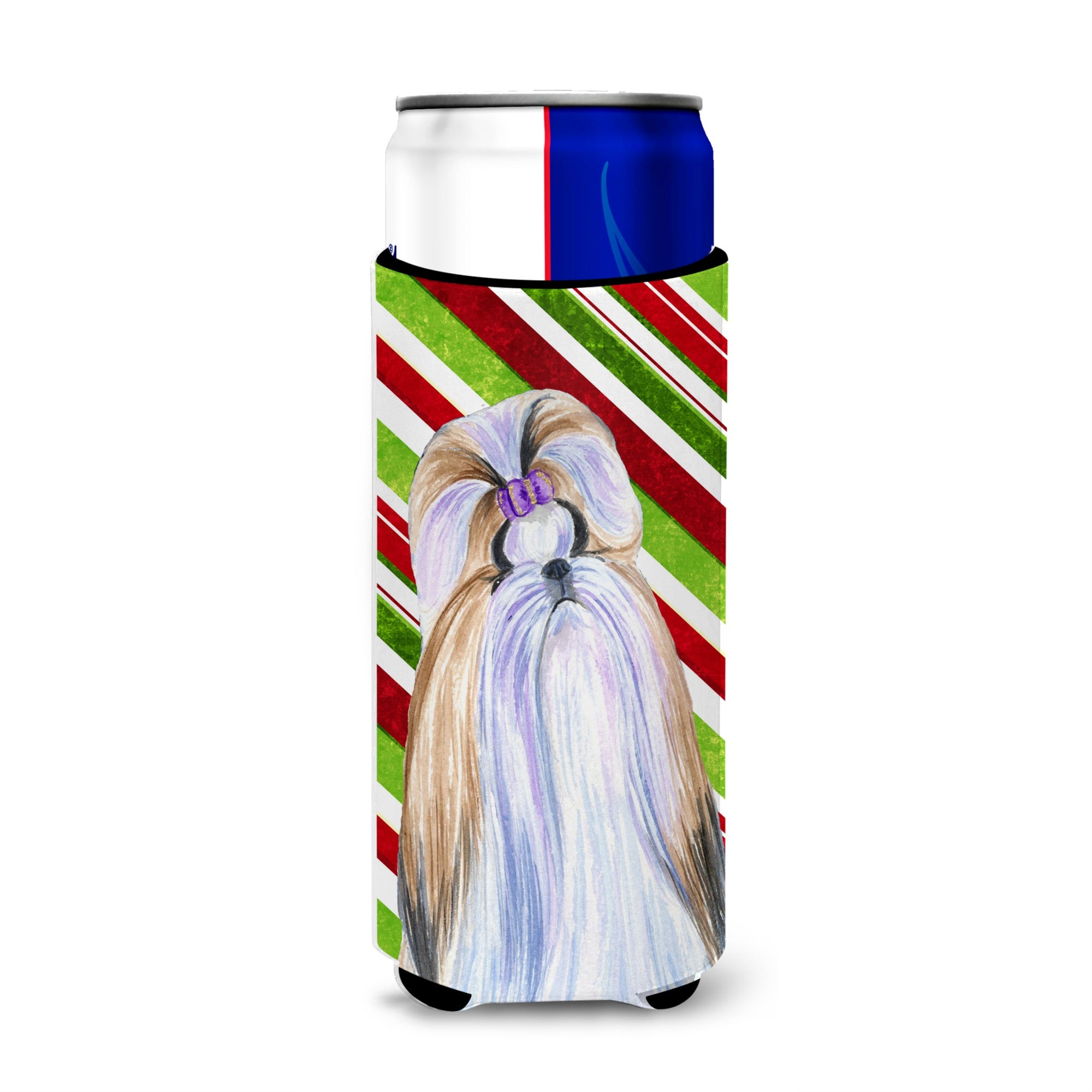 Shih Tzu Candy Cane Holiday Christmas Ultra Beverage Insulators For Slim Cans Ss4534Muk