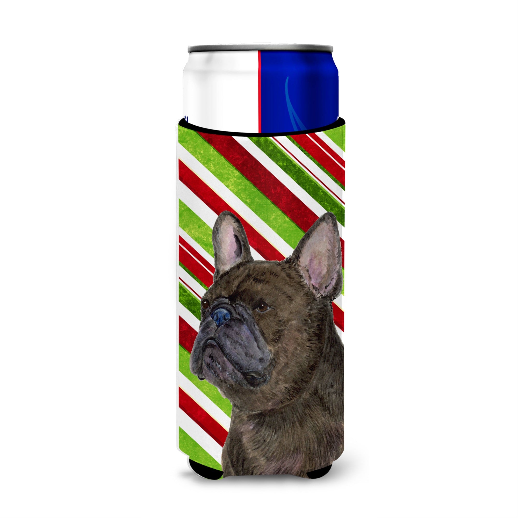 French Bulldog Candy Cane Holiday Christmas Ultra Beverage Insulators For Slim Cans Ss4588Muk