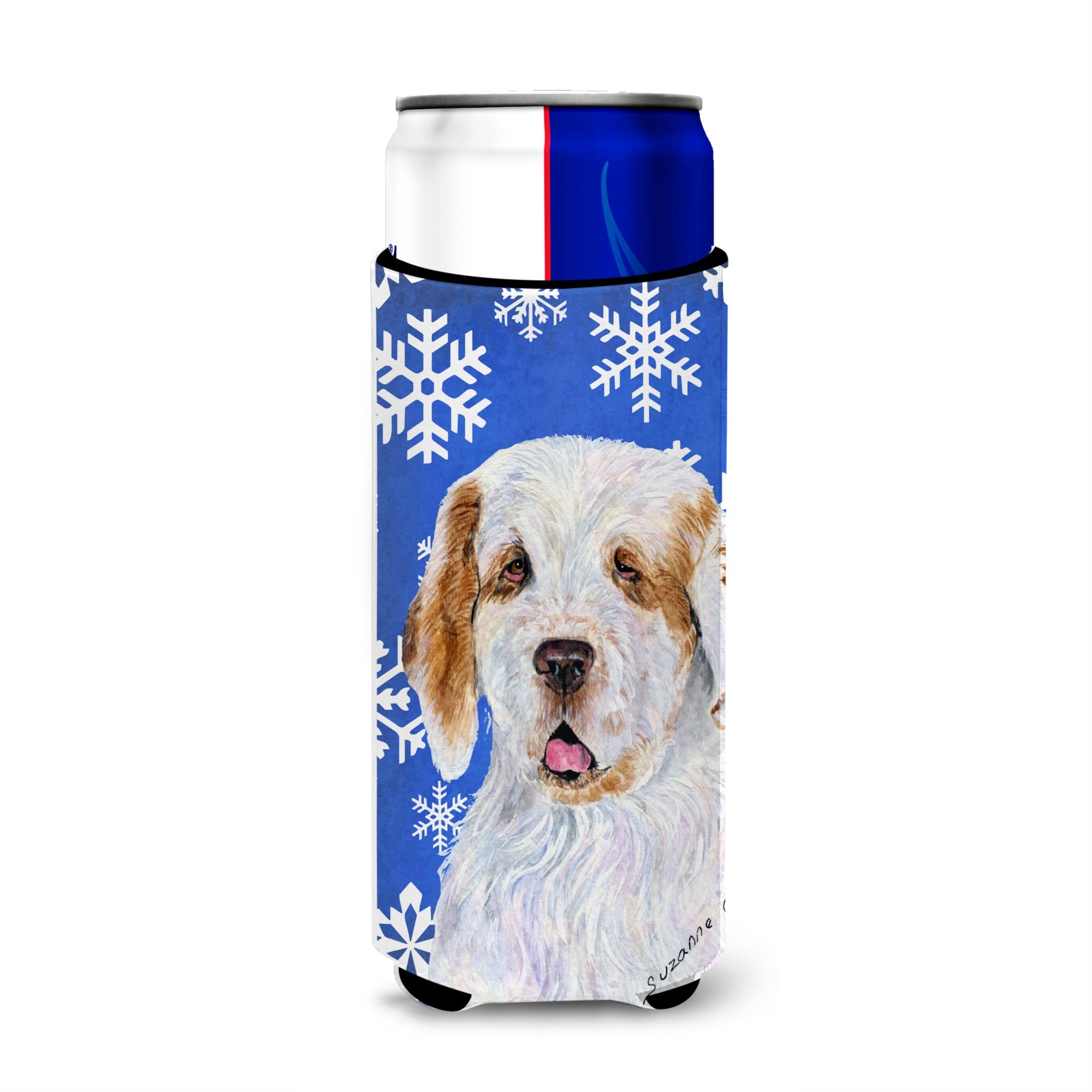 Clumber Spaniel Winter Snowflakes Holiday Ultra Beverage Insulators For Slim Cans Ss4638Muk