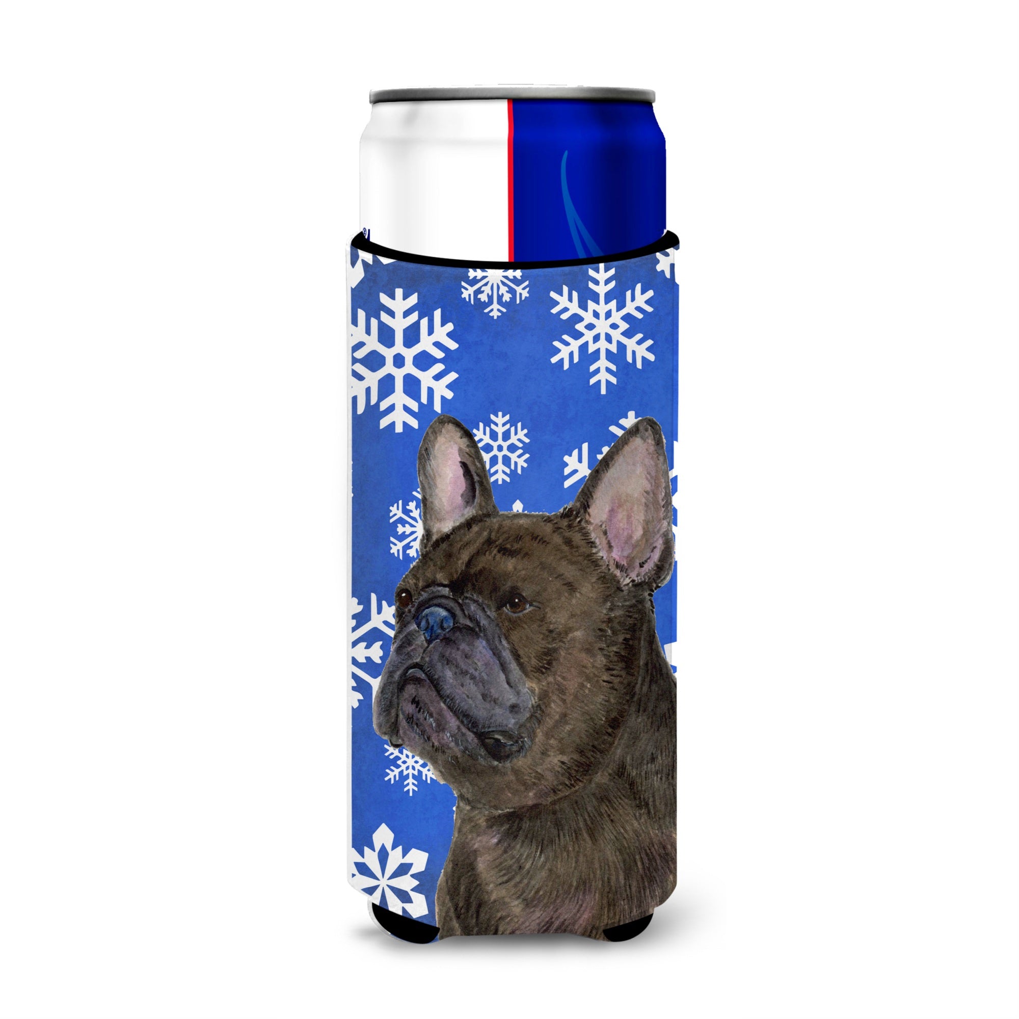 French Bulldog Winter Snowflakes Holiday Ultra Beverage Insulators For Slim Cans Ss4657Muk