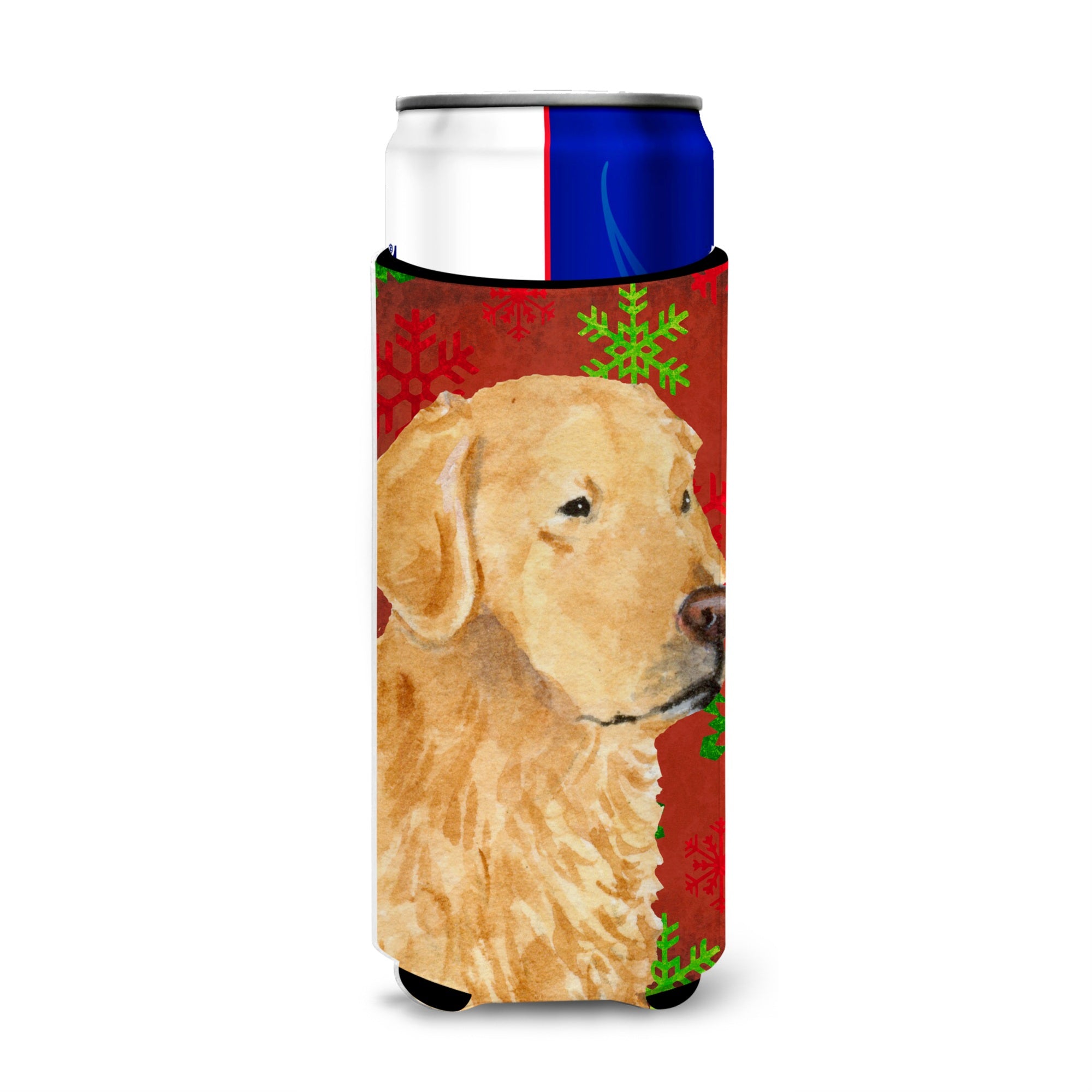 Golden Retriever Red Green Snowflake Holiday Christmas Ultra Beverage Insulators For Slim Cans Ss4683Muk